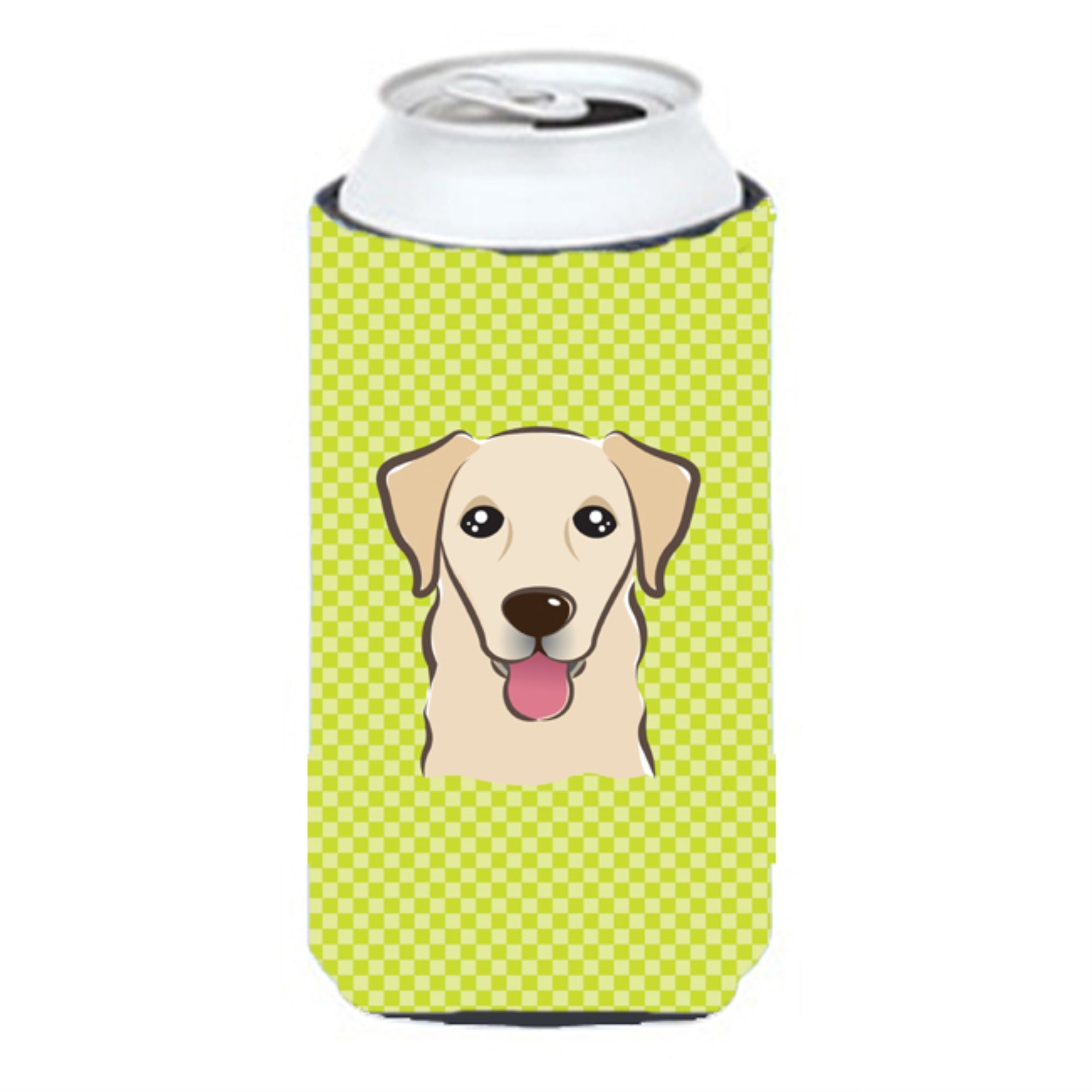 Checkerboard Lime Green Golden Retriever Tall Boy Beverage Insulator Hugger Bb1314Tbc