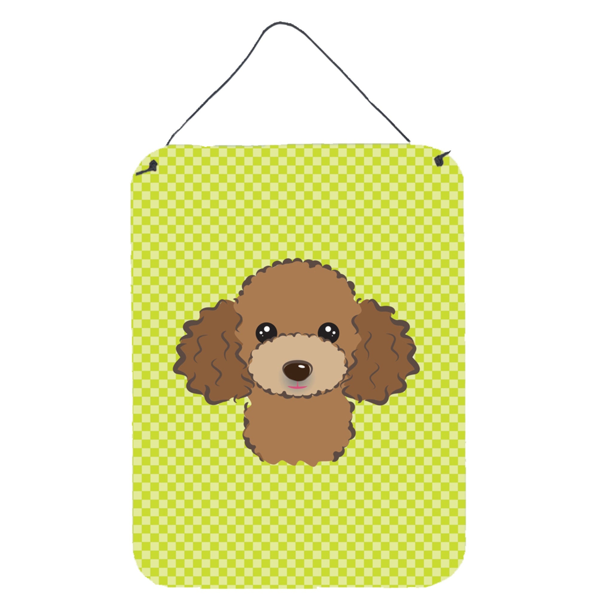 'Caroline'S Treasures Checkerboard Lime Green Chocolate Brown Poodle Wall Or Door Hanging Prints, 16'''' X 12''''''