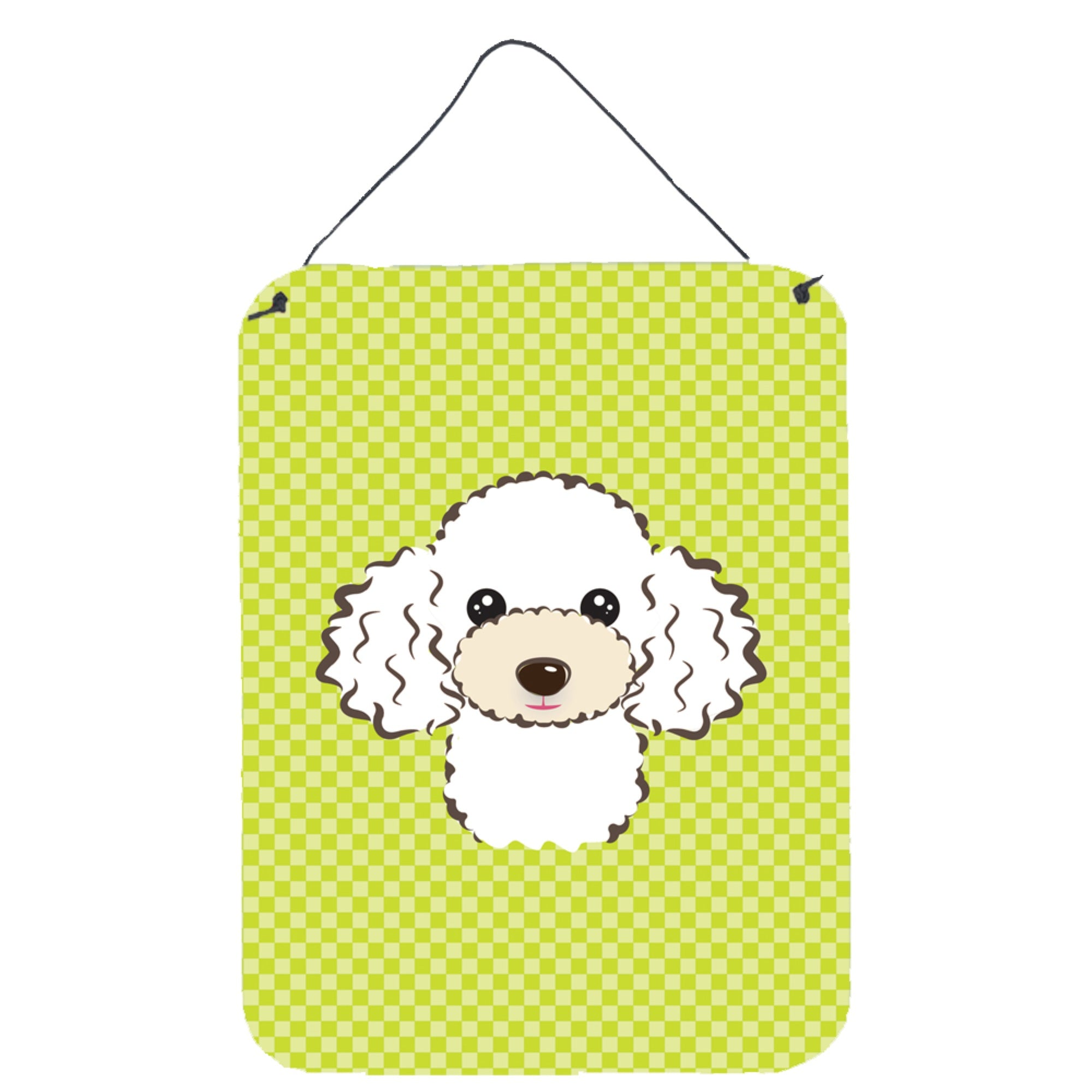 'Caroline'S Treasures Checkerboard Lime Green White Poodle Wall Or Door Hanging Prints, 16'''' X 12''''''
