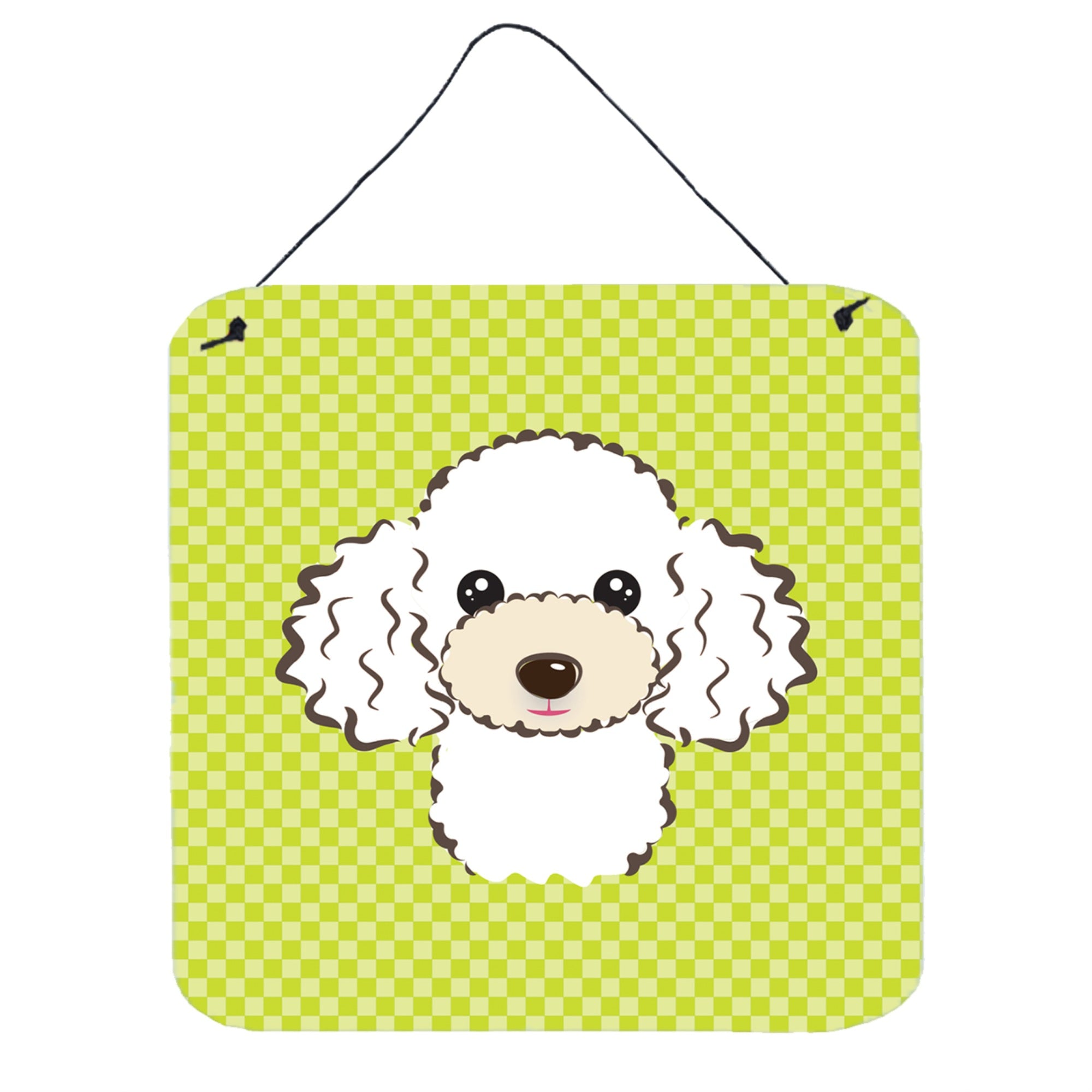 'Caroline'S Treasures Checkerboard Lime Green White Poodle Wall Or Door Hanging Prints, 6 X 6''''''