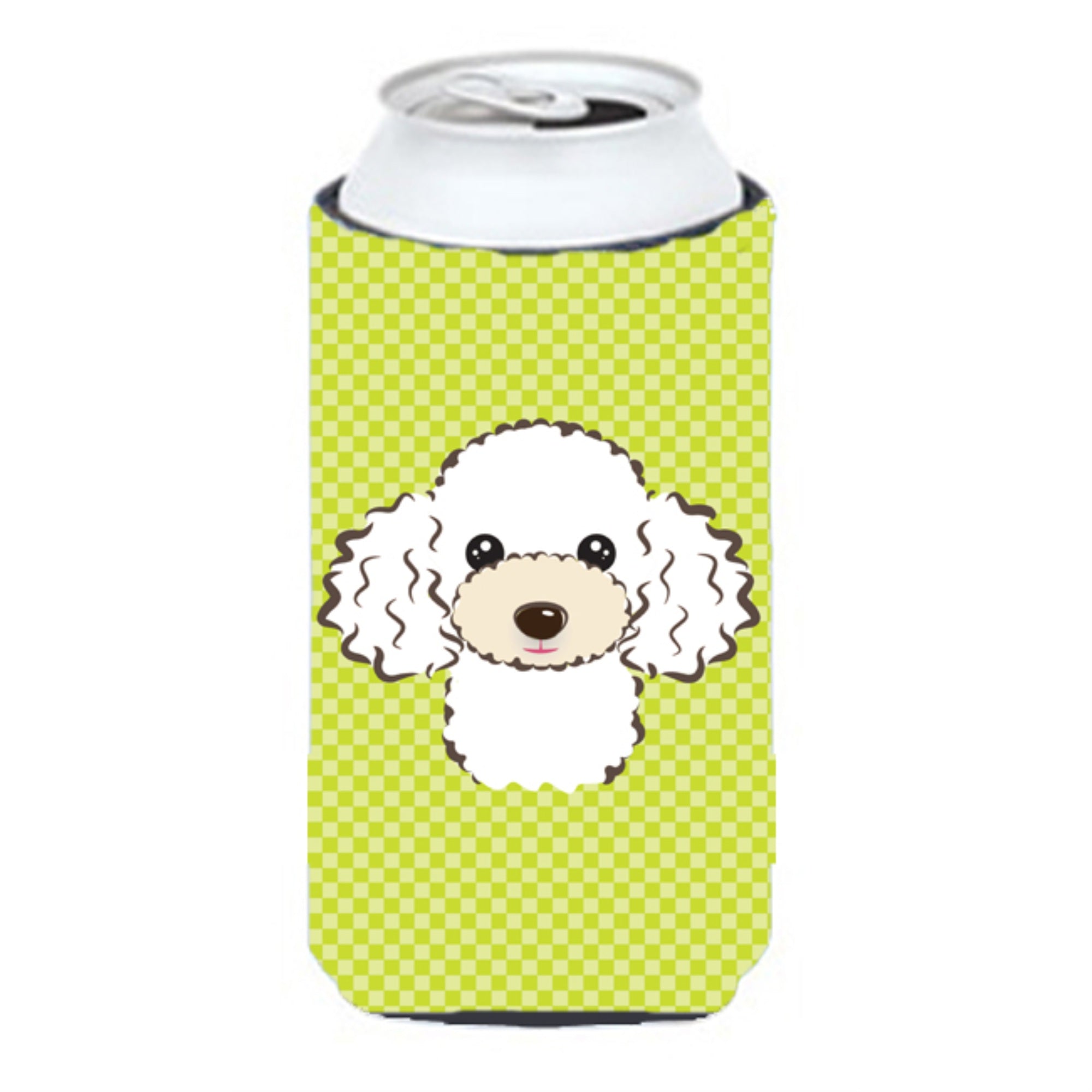 Checkerboard Lime Green White Poodle Tall Boy Beverage Insulator Hugger Bb1319Tbc