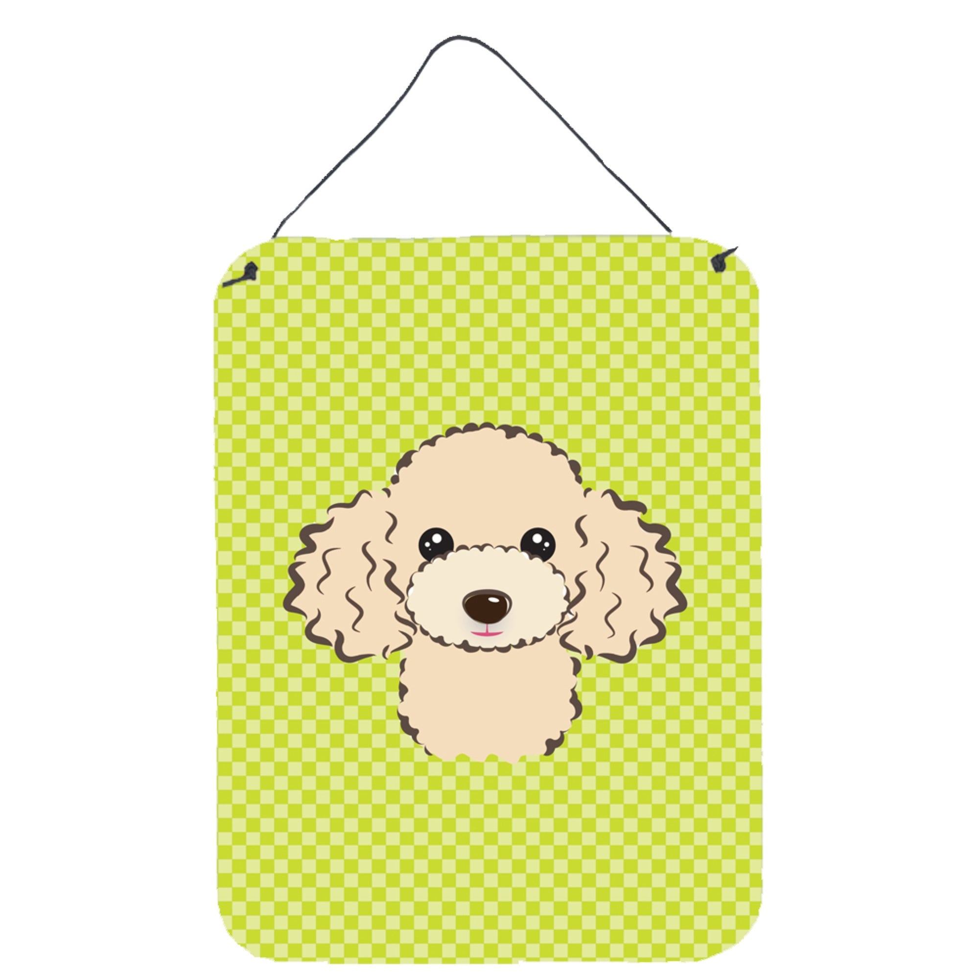 'Caroline'S Treasures Checkerboard Lime Green Buff Poodle Wall Or Door Hanging Prints, 16'''' X 12''''''
