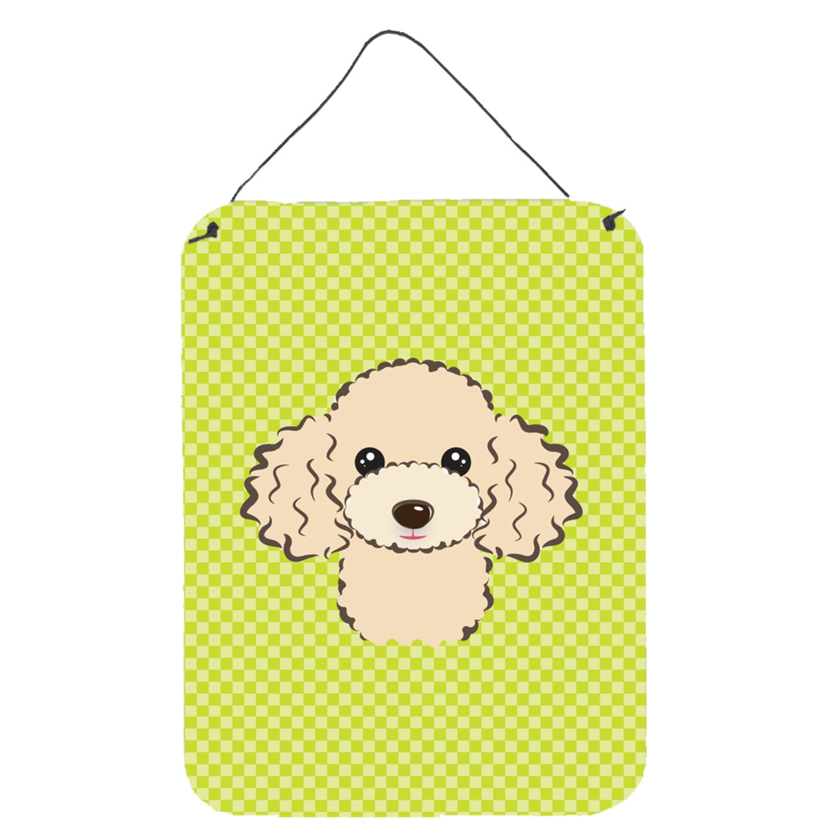 'Caroline'S Treasures Checkerboard Lime Green Buff Poodle Wall Or Door Hanging Prints, 16'''' X 12''''''