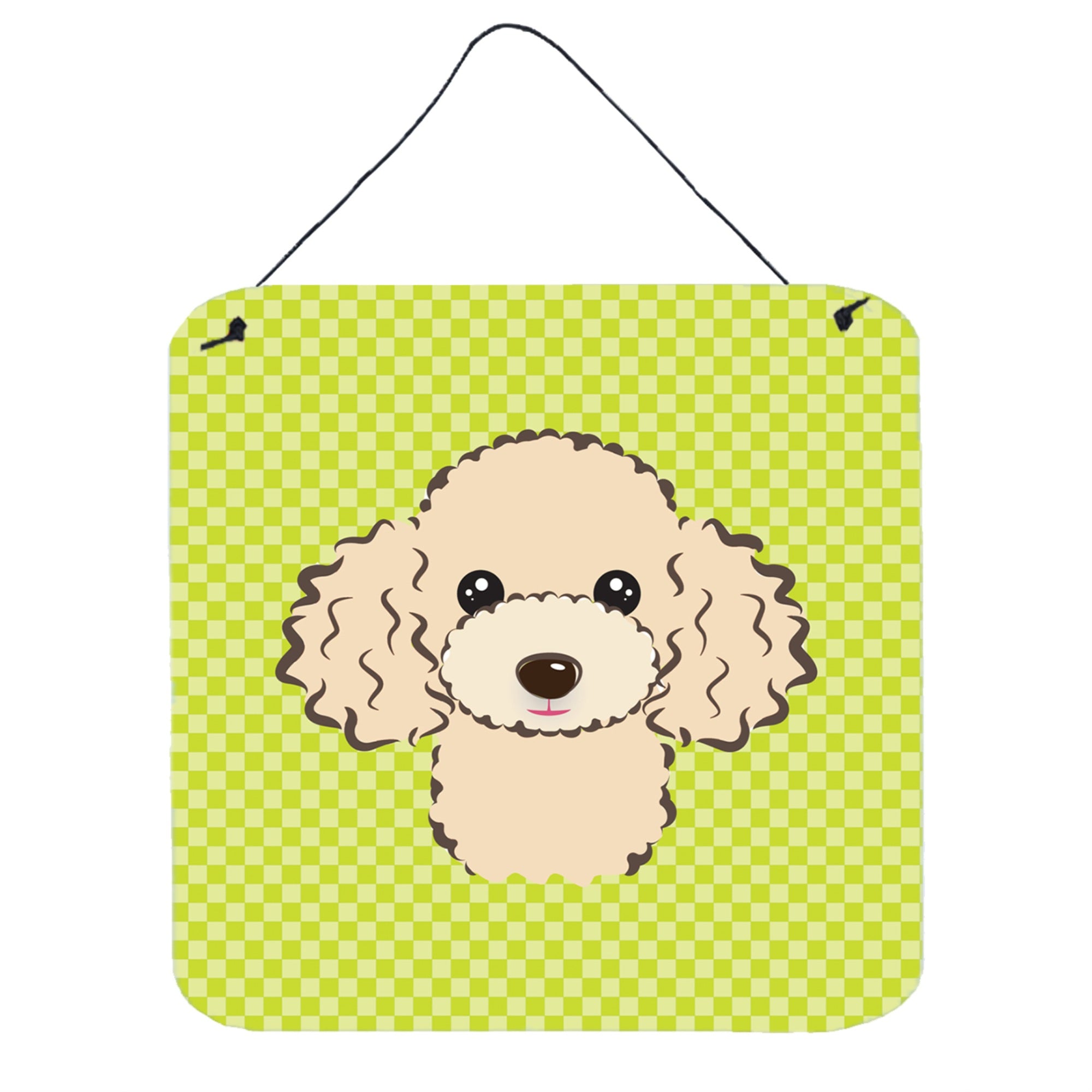 'Caroline'S Treasures Checkerboard Lime Green Buff Poodle Wall Or Door Hanging Prints, 6 X 6''''''
