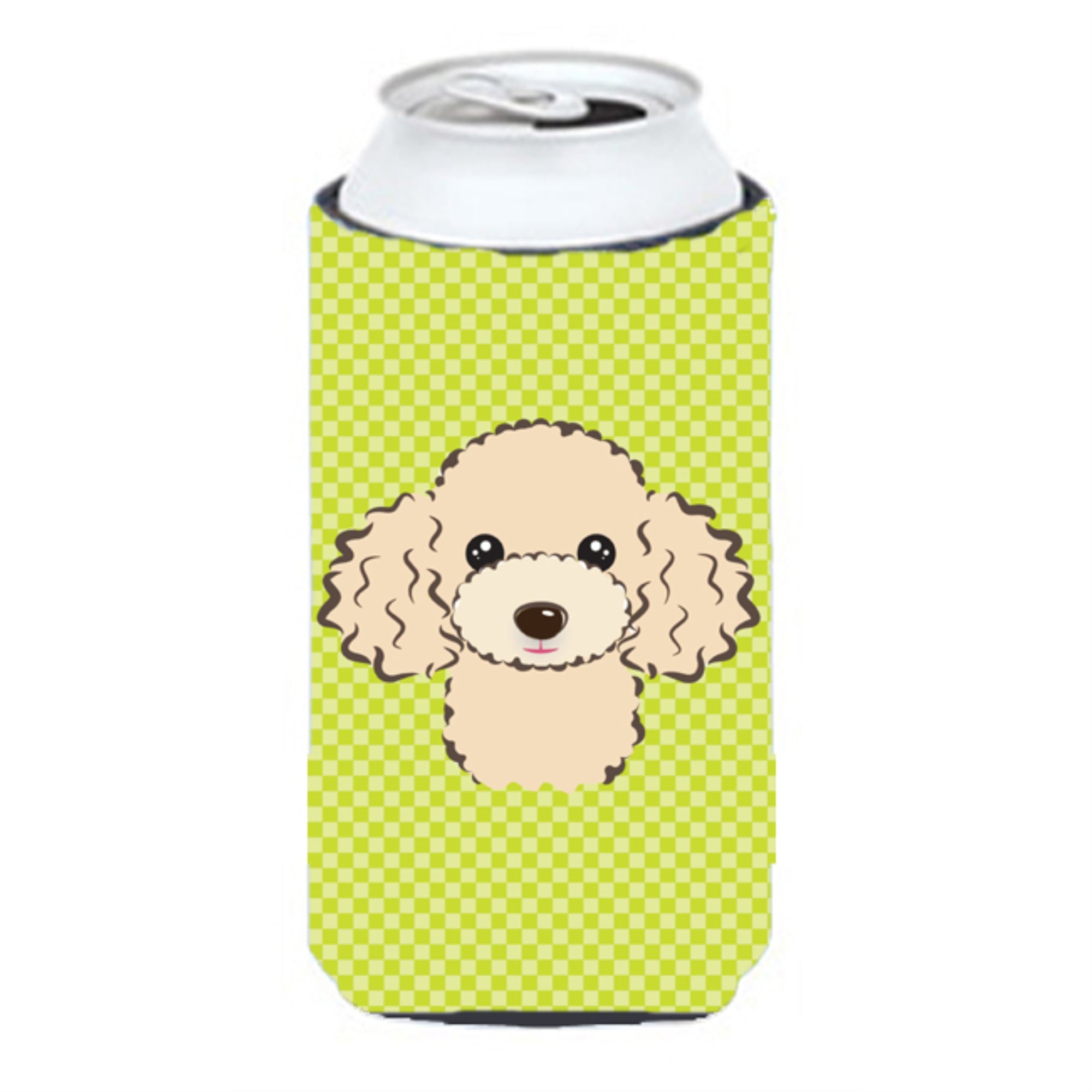 Checkerboard Lime Green Buff Poodle Tall Boy Beverage Insulator Hugger Bb1320Tbc