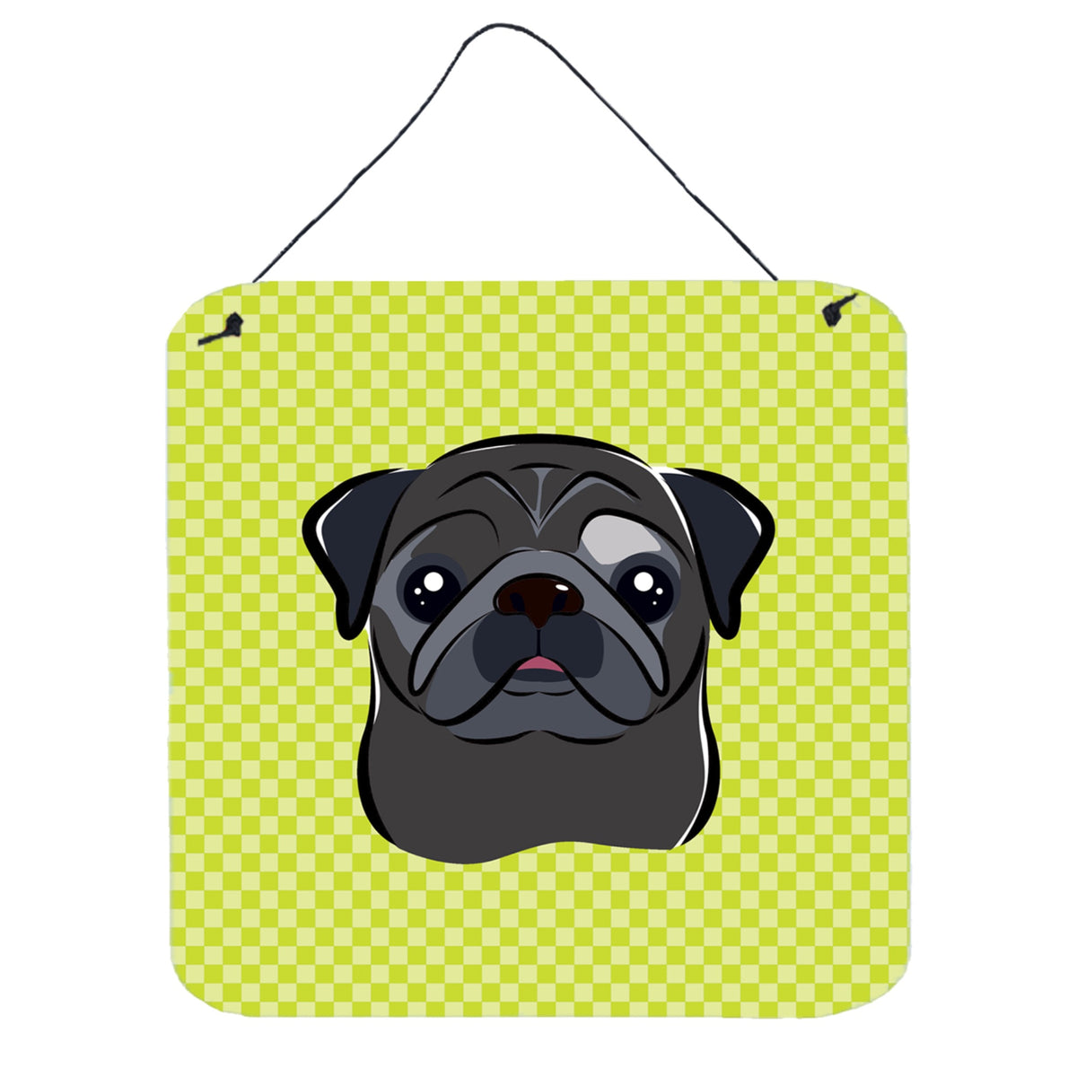 'Caroline'S Treasures Checkerboard Lime Green Black Pug Wall Or Door Hanging Prints, 6 X 6''''''