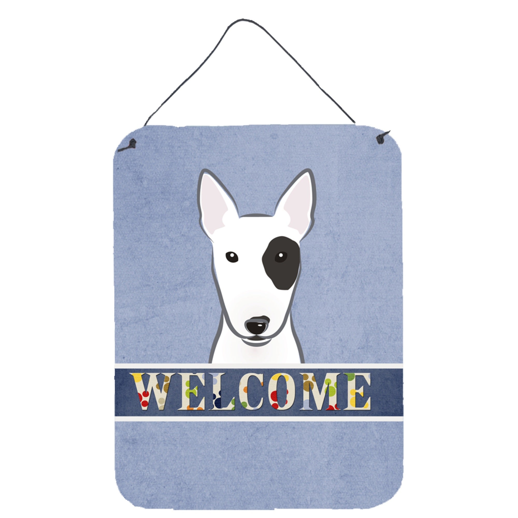 'Caroline'S Treasures Bb1395Ds1216 Bull Terrier Welcome Wall Or Door Hanging Prints, 16 X 12'''', Multicolor''