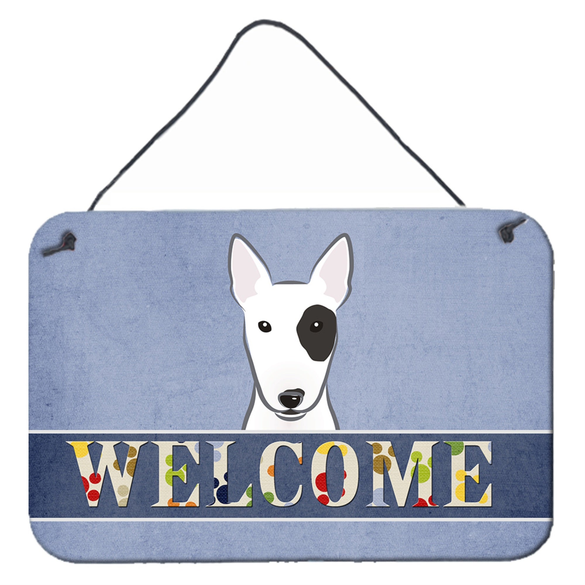 'Caroline'S Treasures Bb1395Ds812 Bull Terrier Welcome Wall Or Door Hanging Prints, 8 X 12'''', Multicolor''