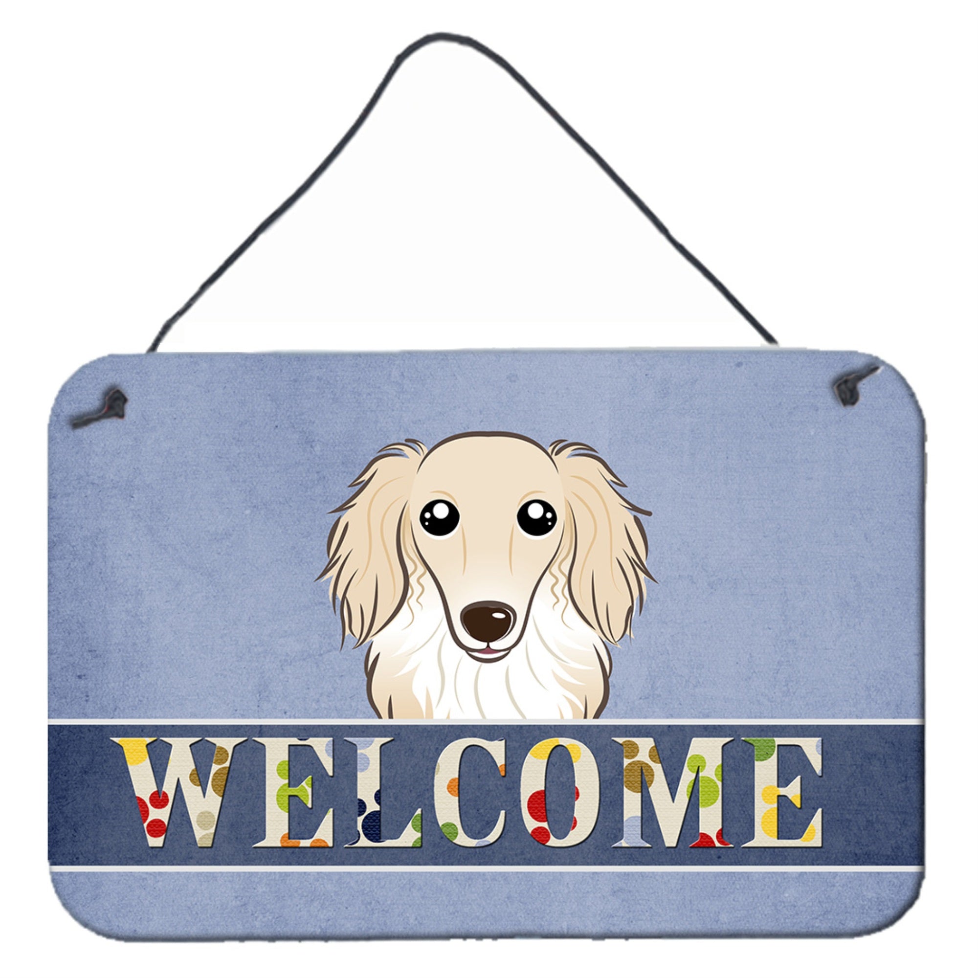 'Caroline'S Treasures Bb1398Ds812 Longhair Creme Dachshund Welcome Wall Or Door Hanging Prints, 8 X 12'''', Multicolor''