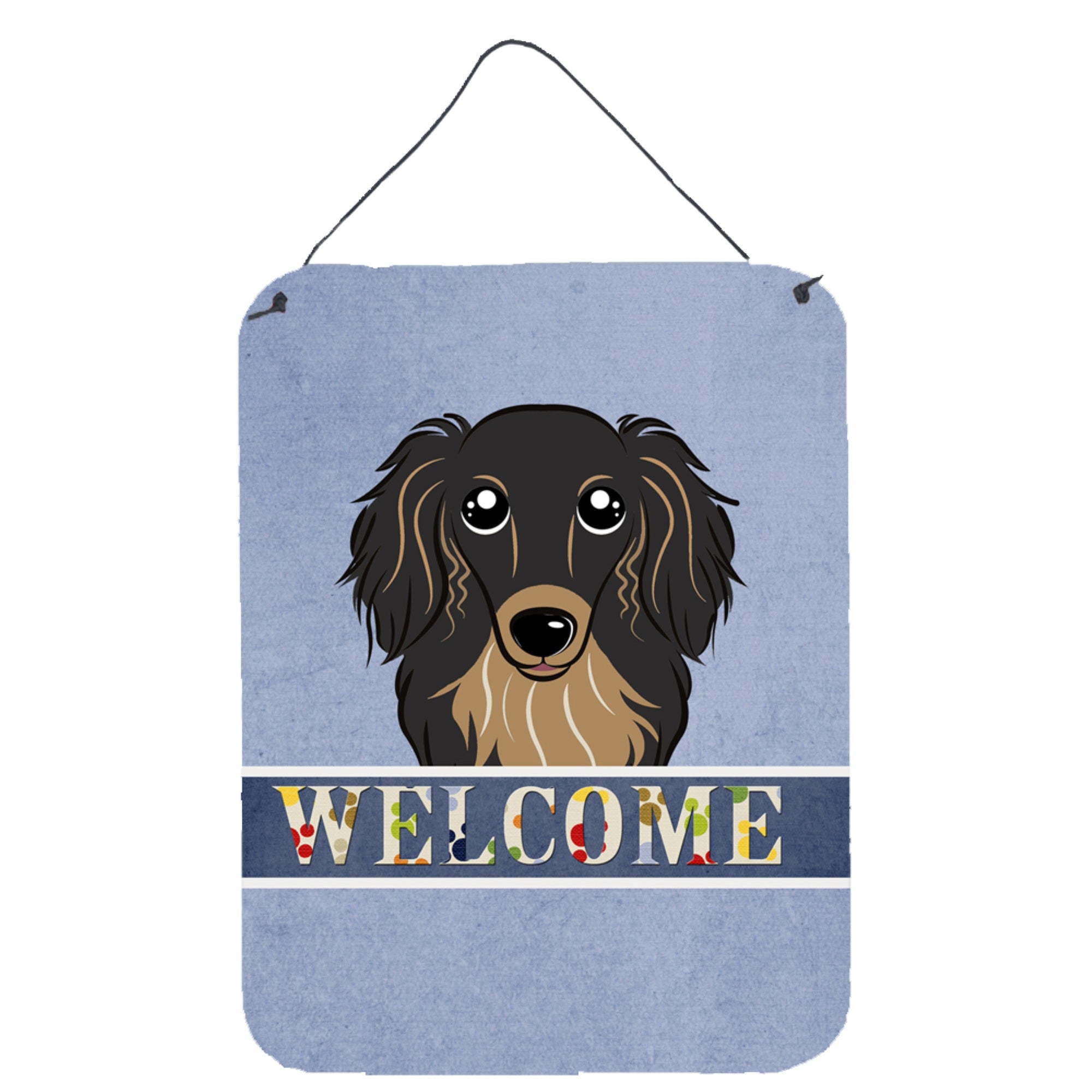 'Caroline'S Treasures Bb1399Ds1216 Longhair Black And Tan Dachshund Welcome Wall Or Door Hanging Prints, 16 X 12'''', Multicolo