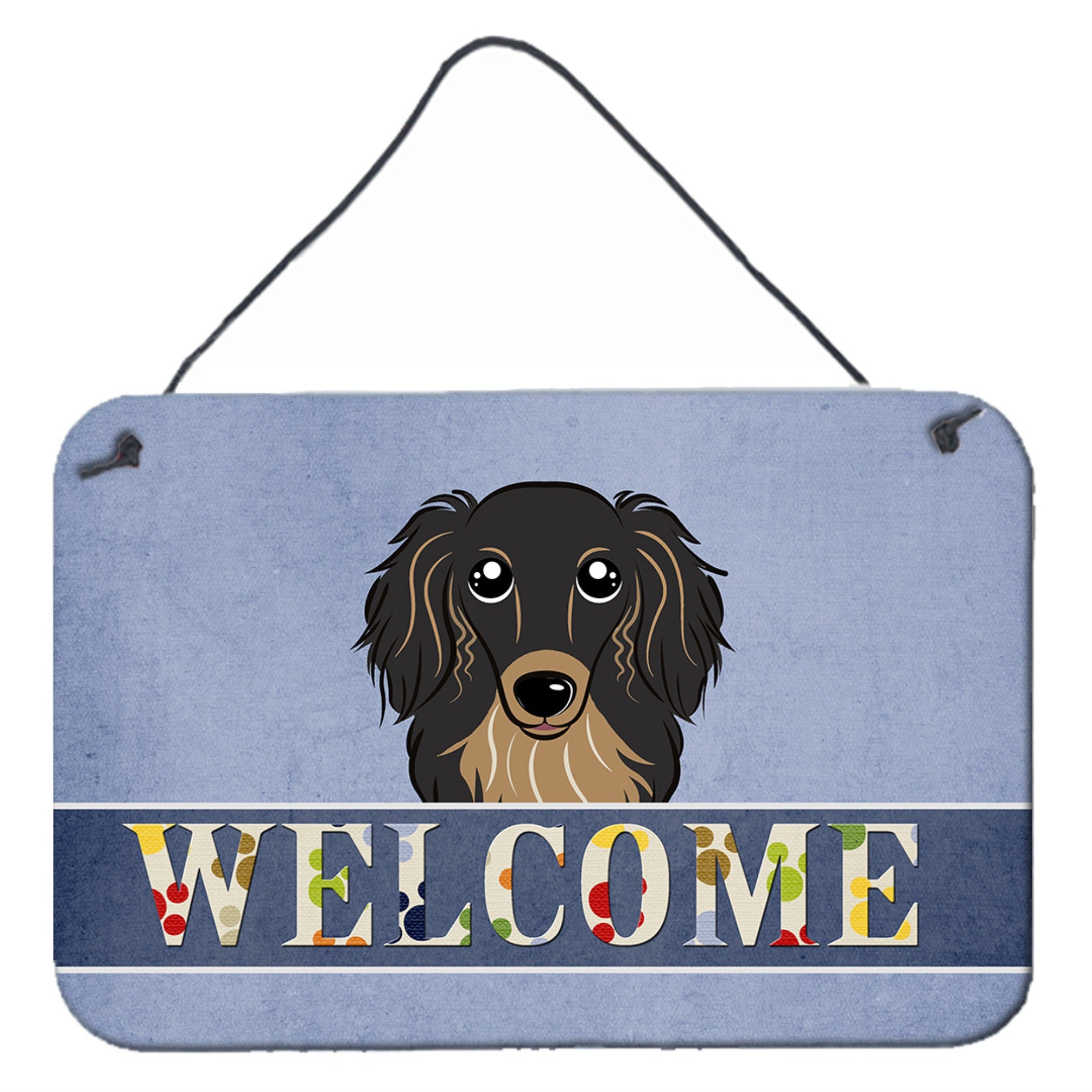 'Caroline'S Treasures Bb1399Ds812 Longhair Black And Tan Dachshund Welcome Wall Or Door Hanging Prints, 8 X 12'''', Multicolor'