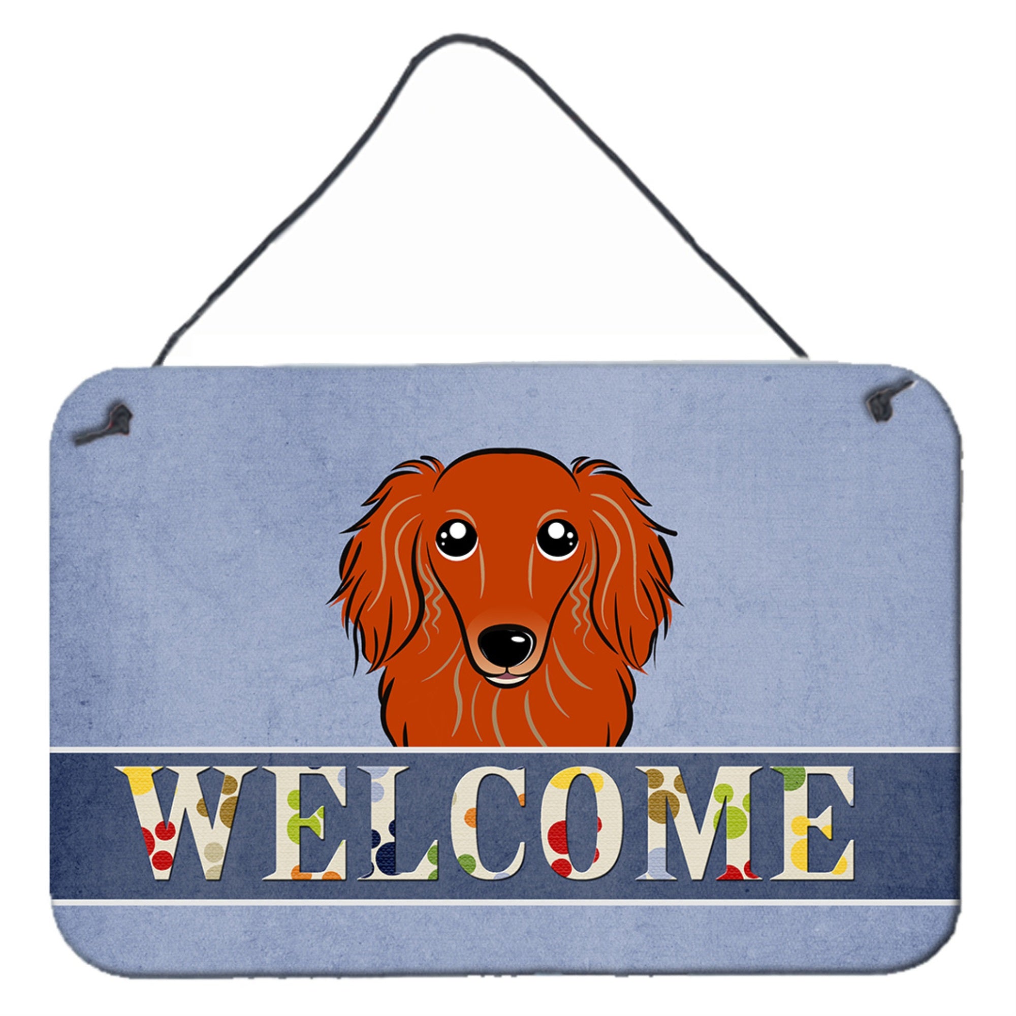 'Caroline'S Treasures Bb1400Ds812 Longhair Red Dachshund Welcome Wall Or Door Hanging Prints, 8 X 12'''', Multicolor''