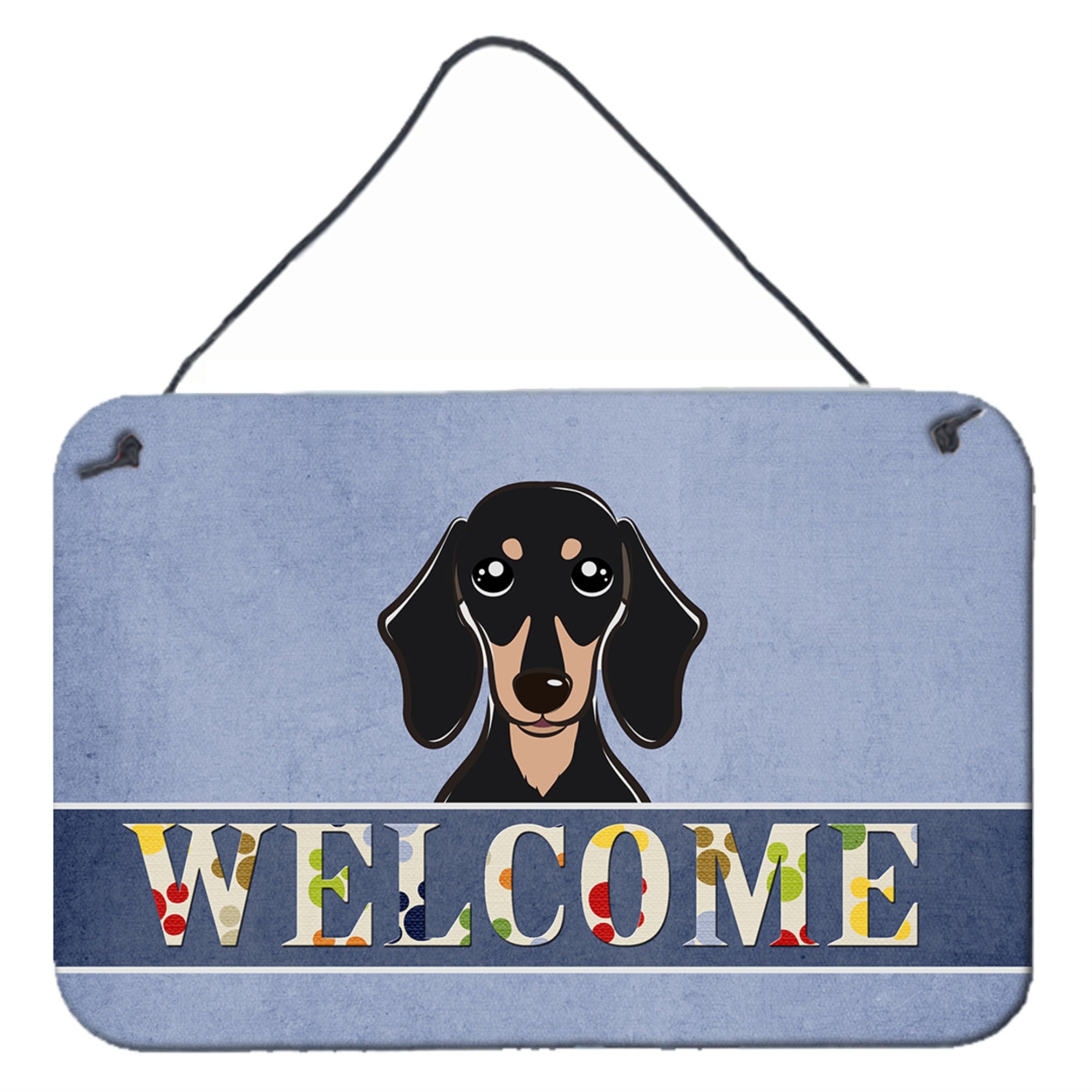 'Caroline'S Treasures Bb1401Ds812 Smooth Black And Tan Dachshund Welcome Wall Or Door Hanging Prints, 8 X 12'''', Multicolor''