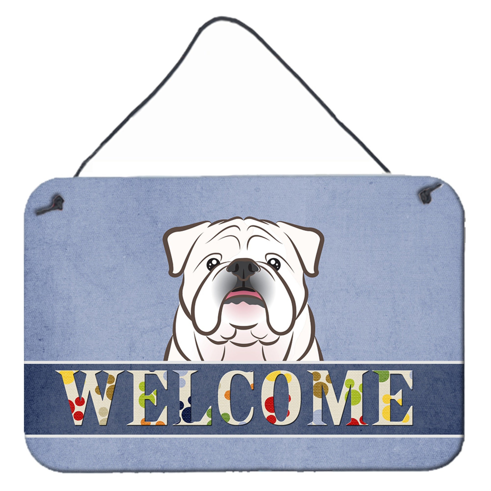 'Caroline'S Treasures Bb1406Ds812 White English Bulldog Welcome Wall Or Door Hanging Prints, 8 X 12'''', Multicolor''