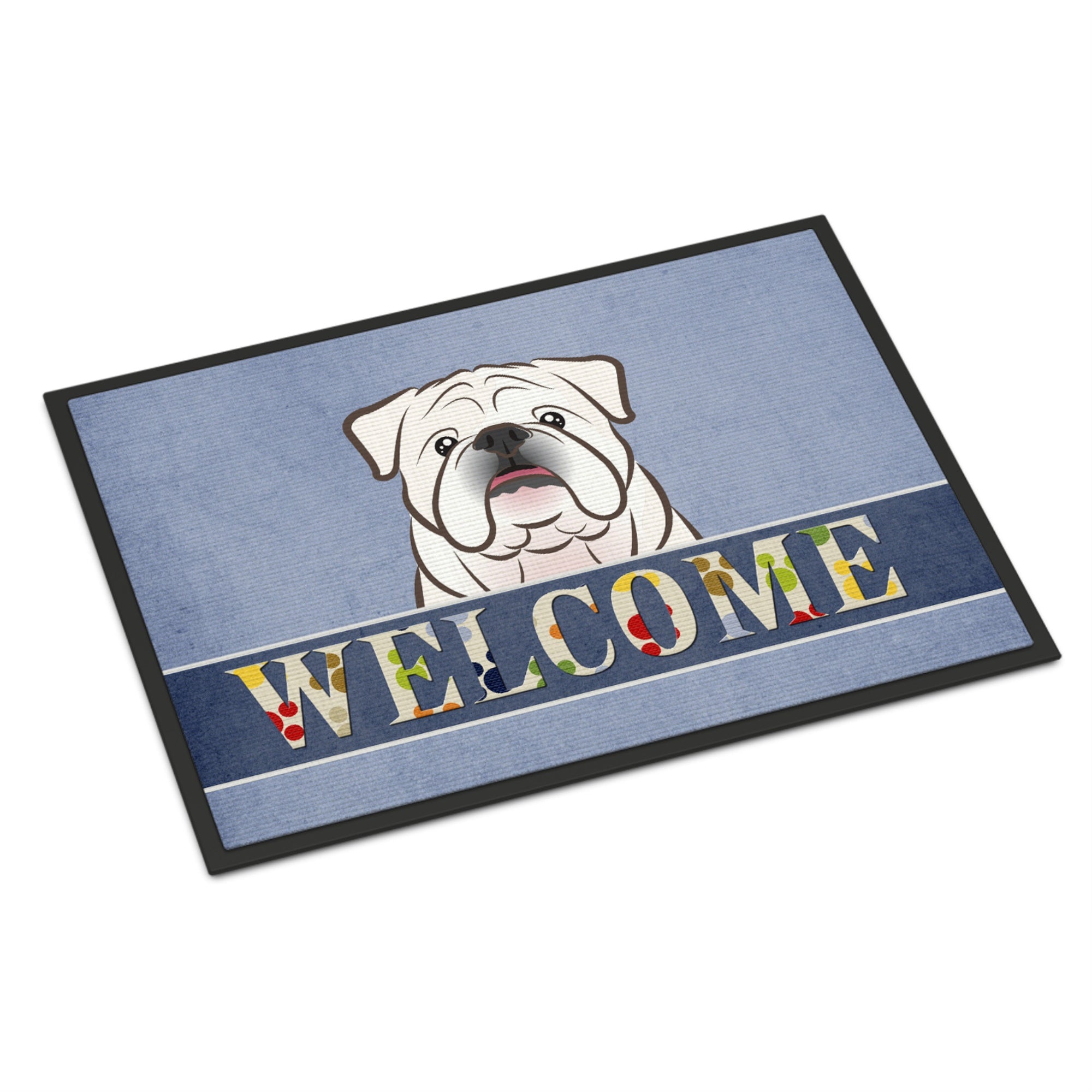 'Caroline'S Treasures Bb1406Mat White English Bulldog Welcome Indoor Or Outdoor Mat, 18 X 27'''', Multicolor''