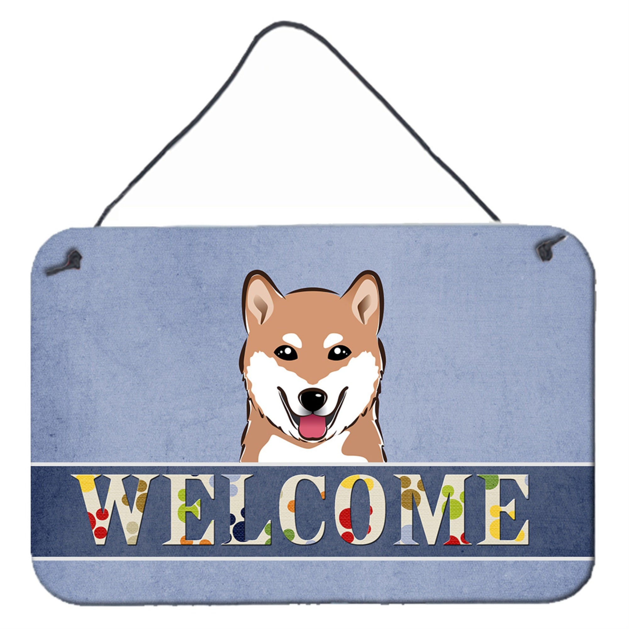 'Caroline'S Treasures Bb1411Ds812 Shiba Inu Welcome Wall Or Door Hanging Prints, 8 X 12'''', Multicolor''