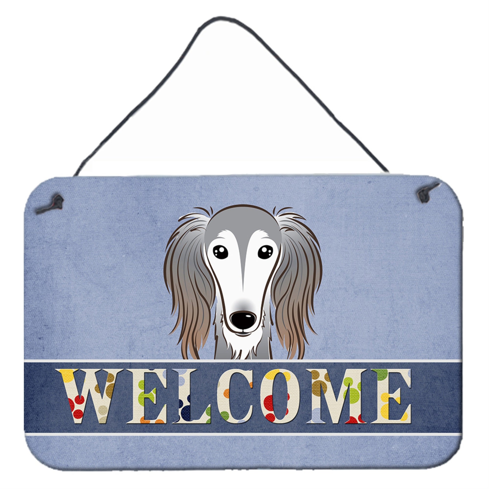 'Caroline'S Treasures Bb1415Ds812 Saluki Welcome Wall Or Door Hanging Prints, 8 X 12'''', Multicolor''