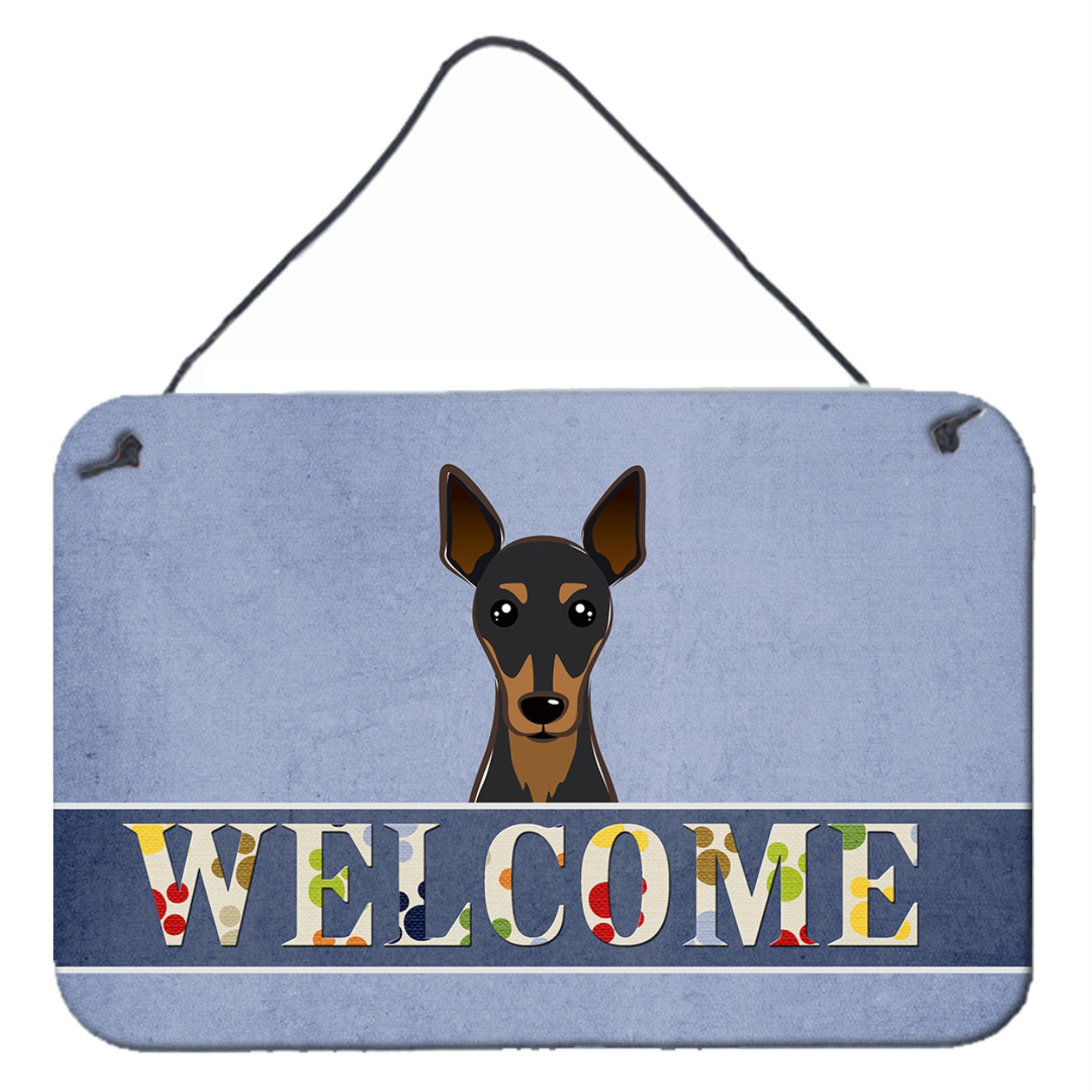 'Caroline'S Treasures Bb1426Ds812 Min Pin Welcome Wall Or Door Hanging Prints, 8 X 12'''', Multicolor''