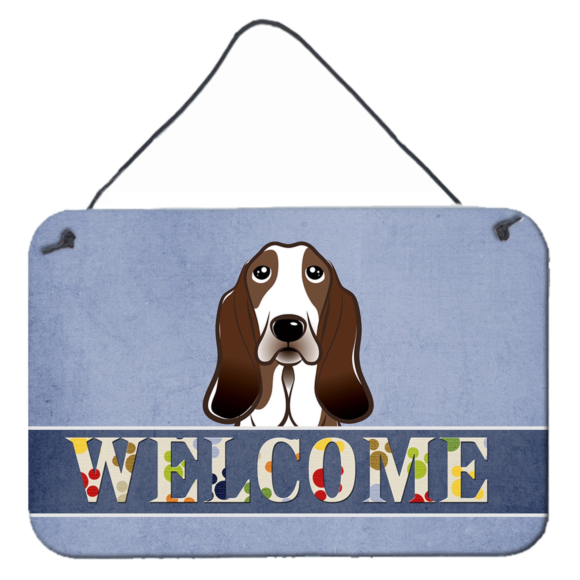'Caroline'S Treasures Bb1429Ds812 Basset Hound Welcome Wall Or Door Hanging Prints, 8 X 12'''', Multicolor''