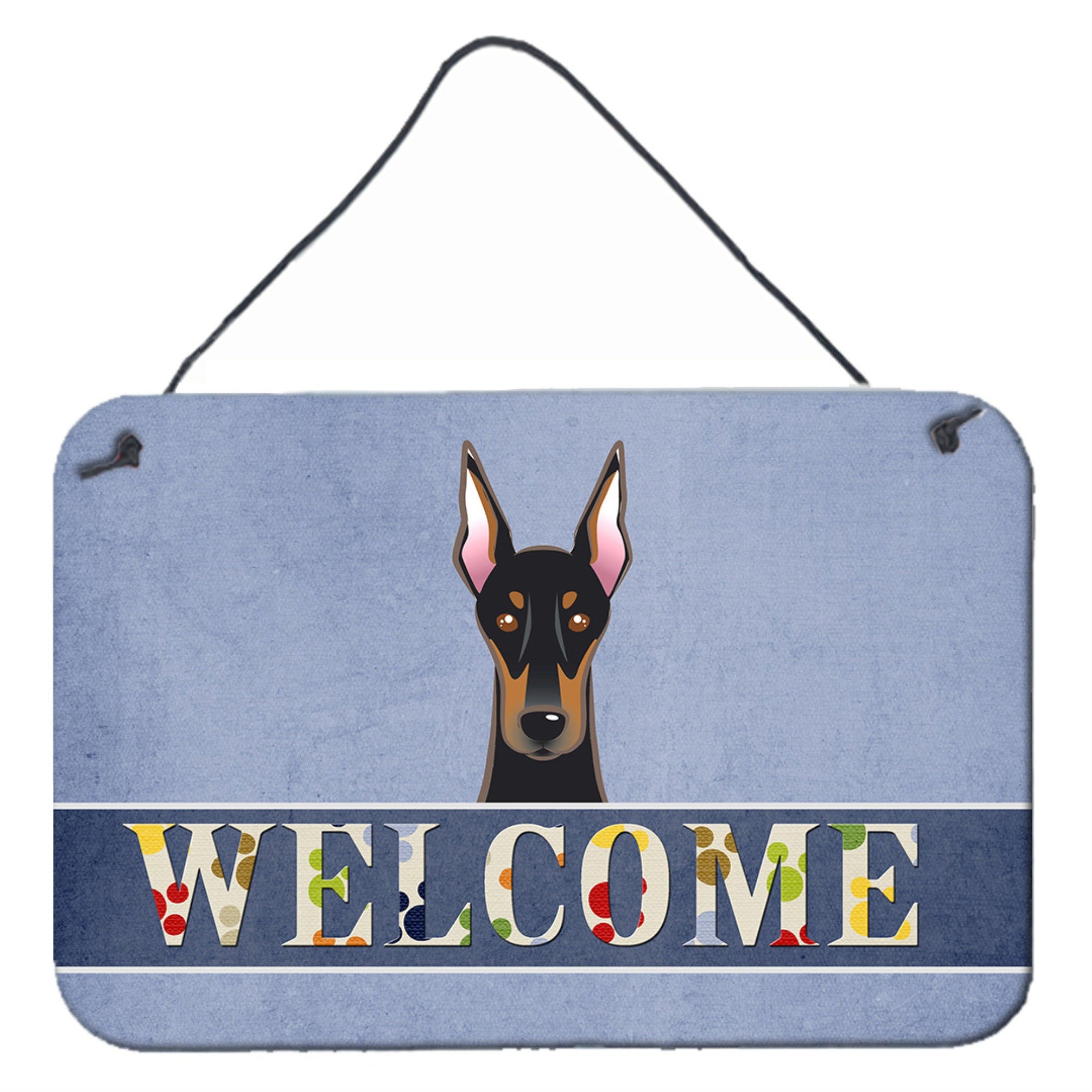 'Caroline'S Treasures Bb1431Ds812 Doberman Welcome Wall Or Door Hanging Prints, 8 X 12'''', Multicolor''