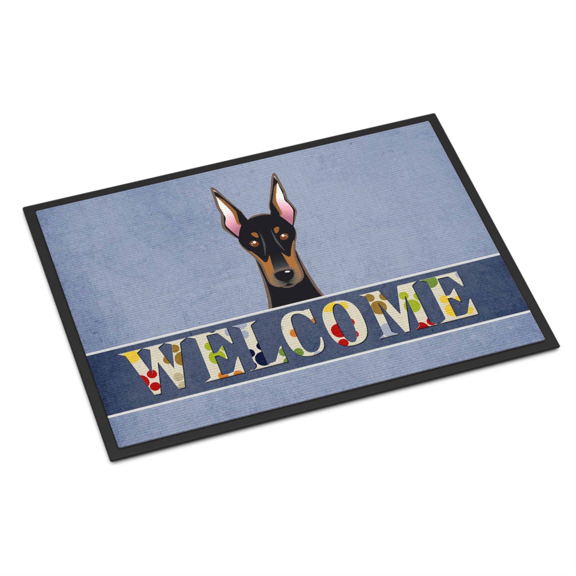 'Caroline'S Treasures Bb1431Jmat Doberman Welcome Indoor Or Outdoor Mat, 24 X 36'''', Multicolor''