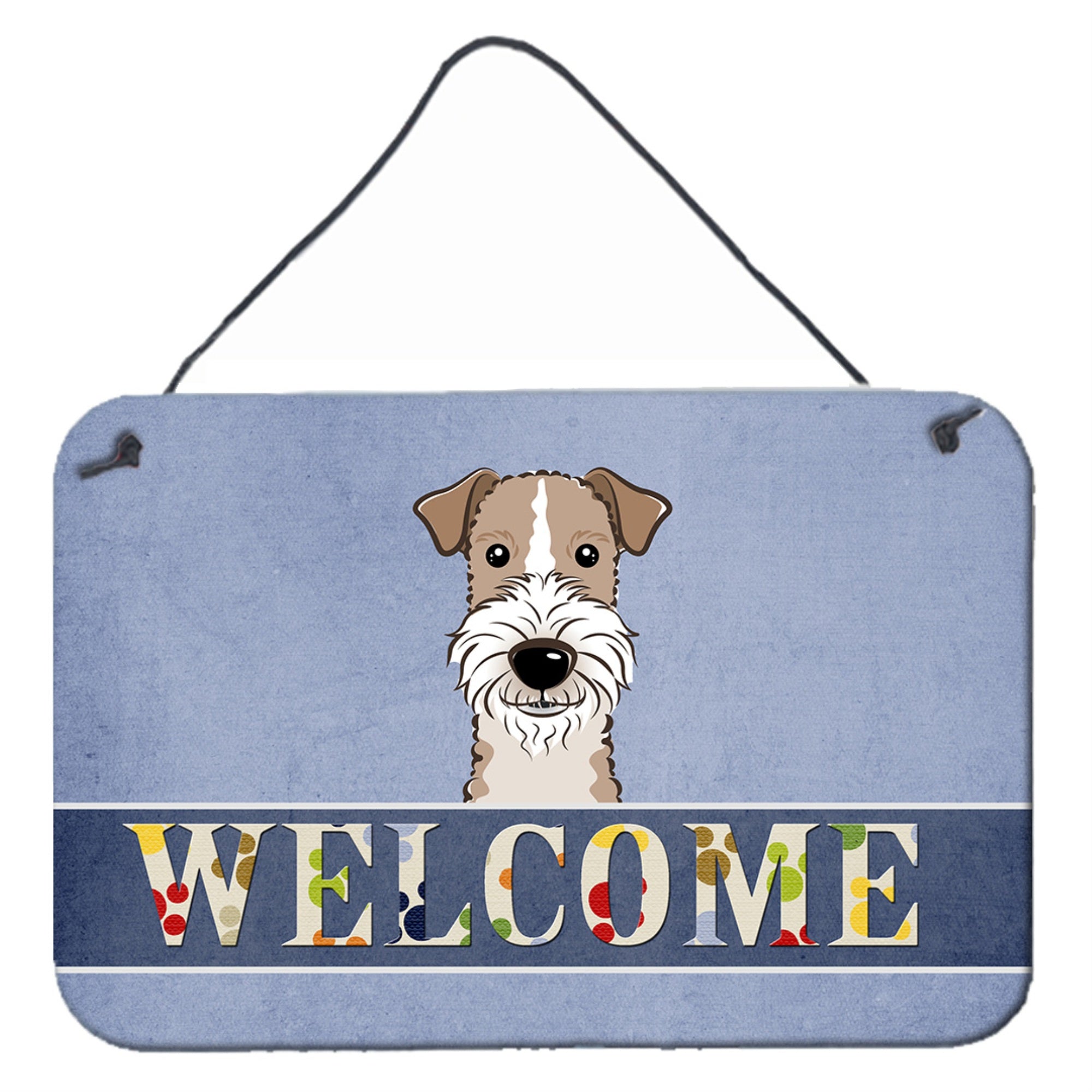 'Caroline'S Treasures Bb1433Ds812 Wire Haired Fox Terrier Welcome Wall Or Door Hanging Prints, 8 X 12'''', Multicolor''