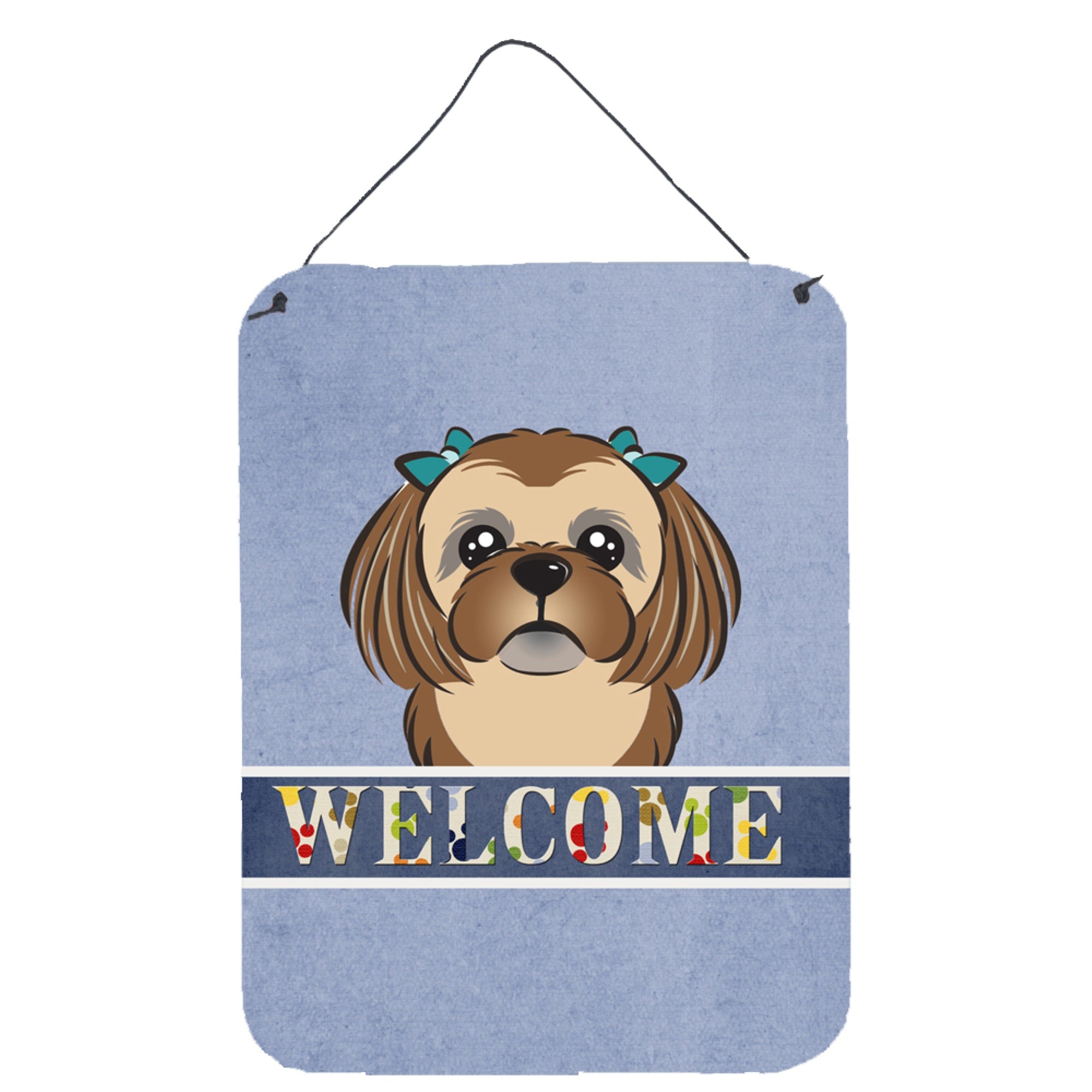 'Caroline'S Treasures Bb1435Ds1216 Chocolate Brown Shih Tzu Welcome Wall Or Door Hanging Prints, 16 X 12'''', Multicolor''