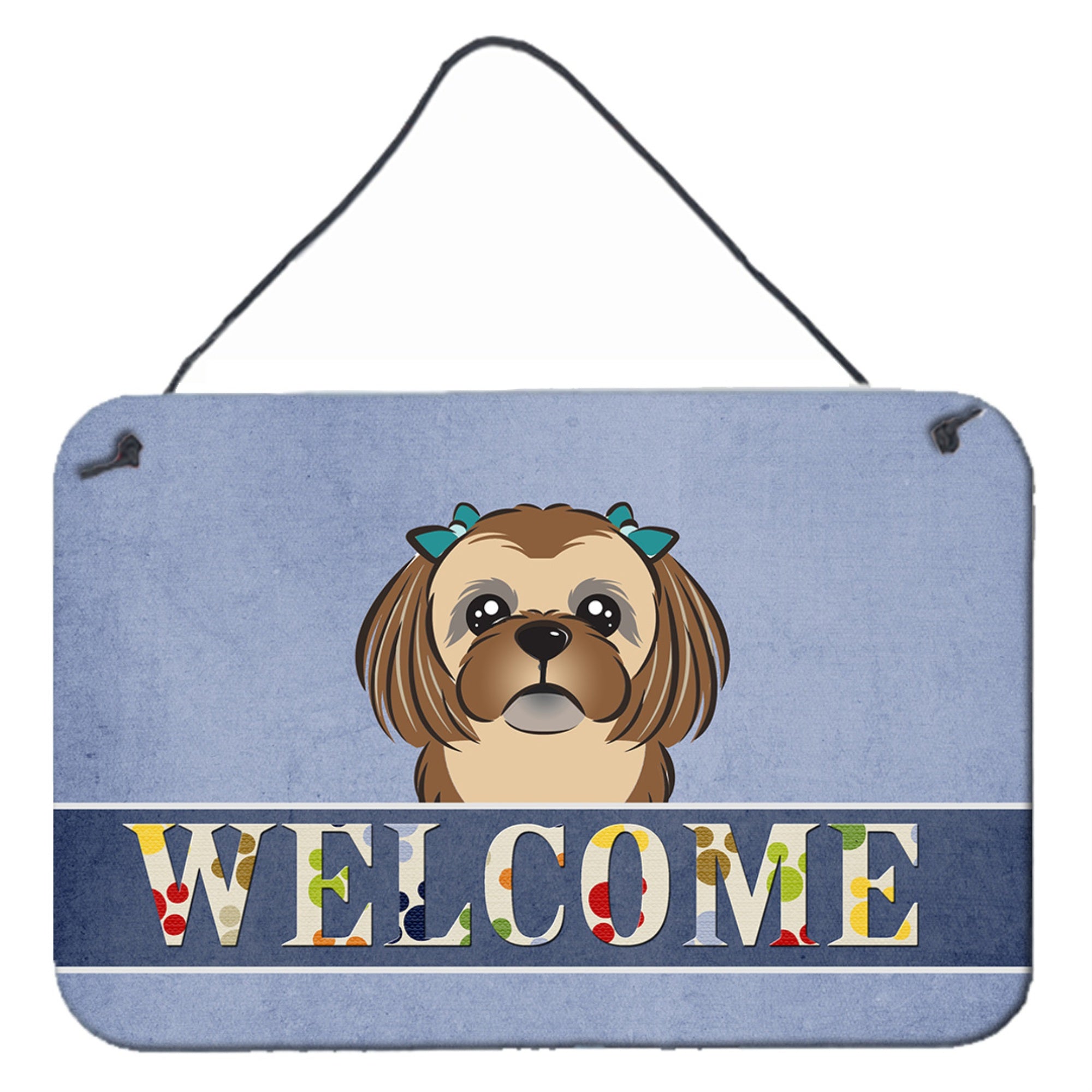 'Caroline'S Treasures Bb1435Ds812 Chocolate Brown Shih Tzu Welcome Wall Or Door Hanging Prints, 8 X 12'''', Multicolor''