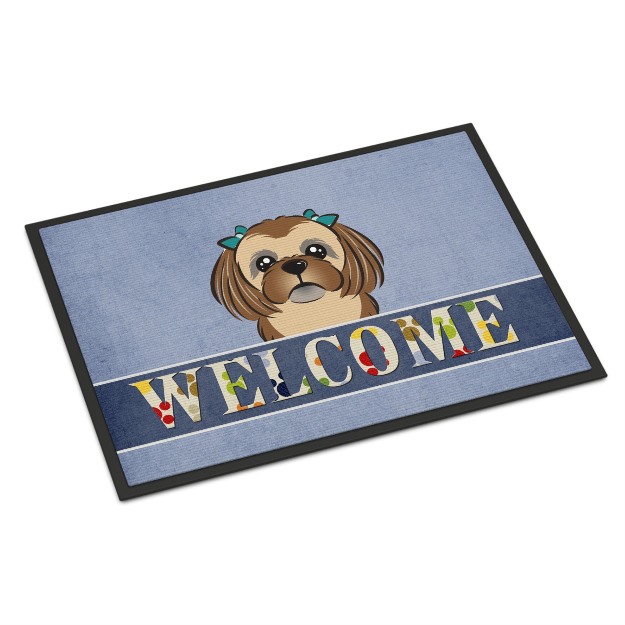 'Caroline'S Treasures Bb1435Mat Chocolate Brown Shih Tzu Welcome Indoor Or Outdoor Mat, 18 X 27'''', Multicolor''