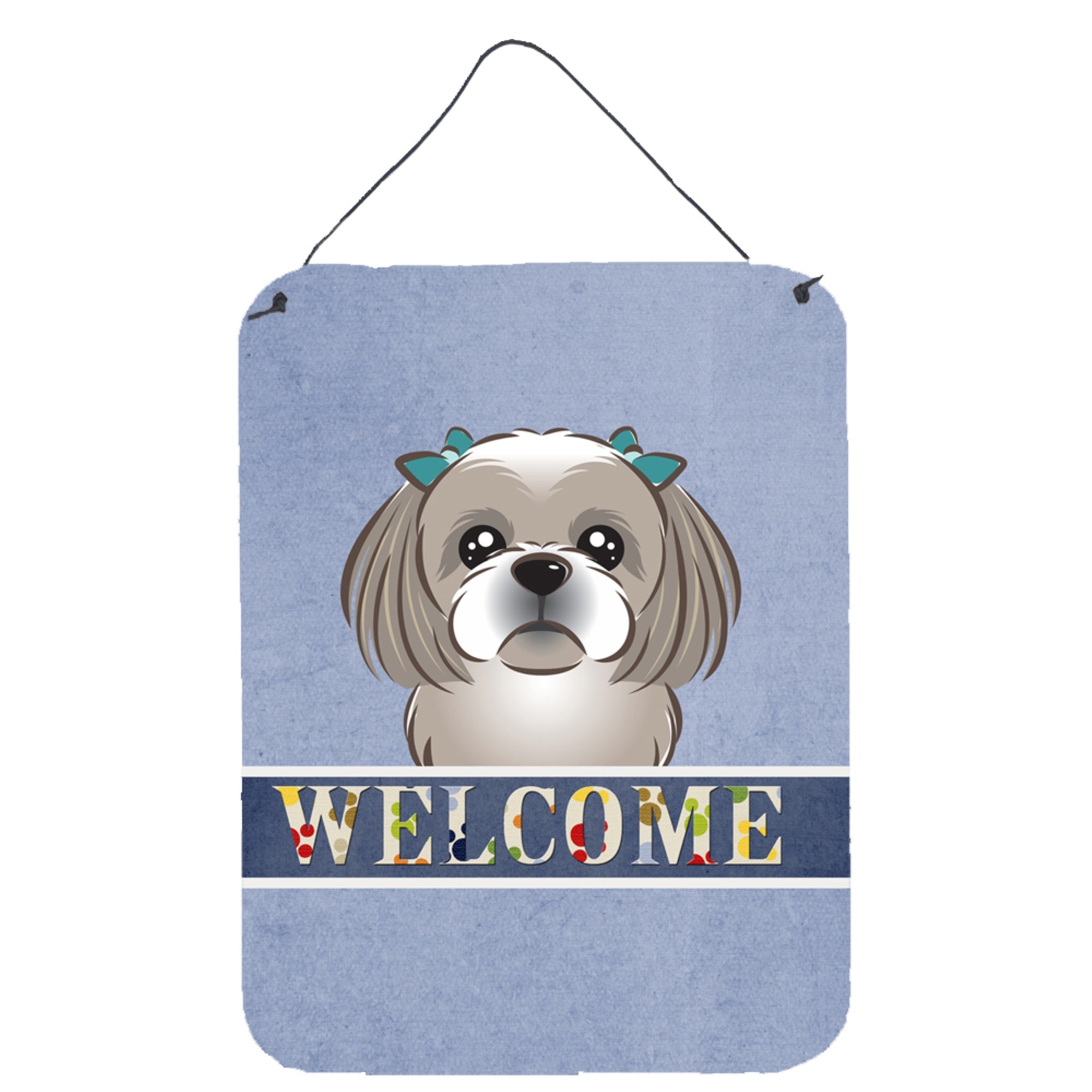 'Caroline'S Treasures Bb1436Ds1216 Gray Silver Shih Tzu Welcome Wall Or Door Hanging Prints, 16 X 12'''', Multicolor''