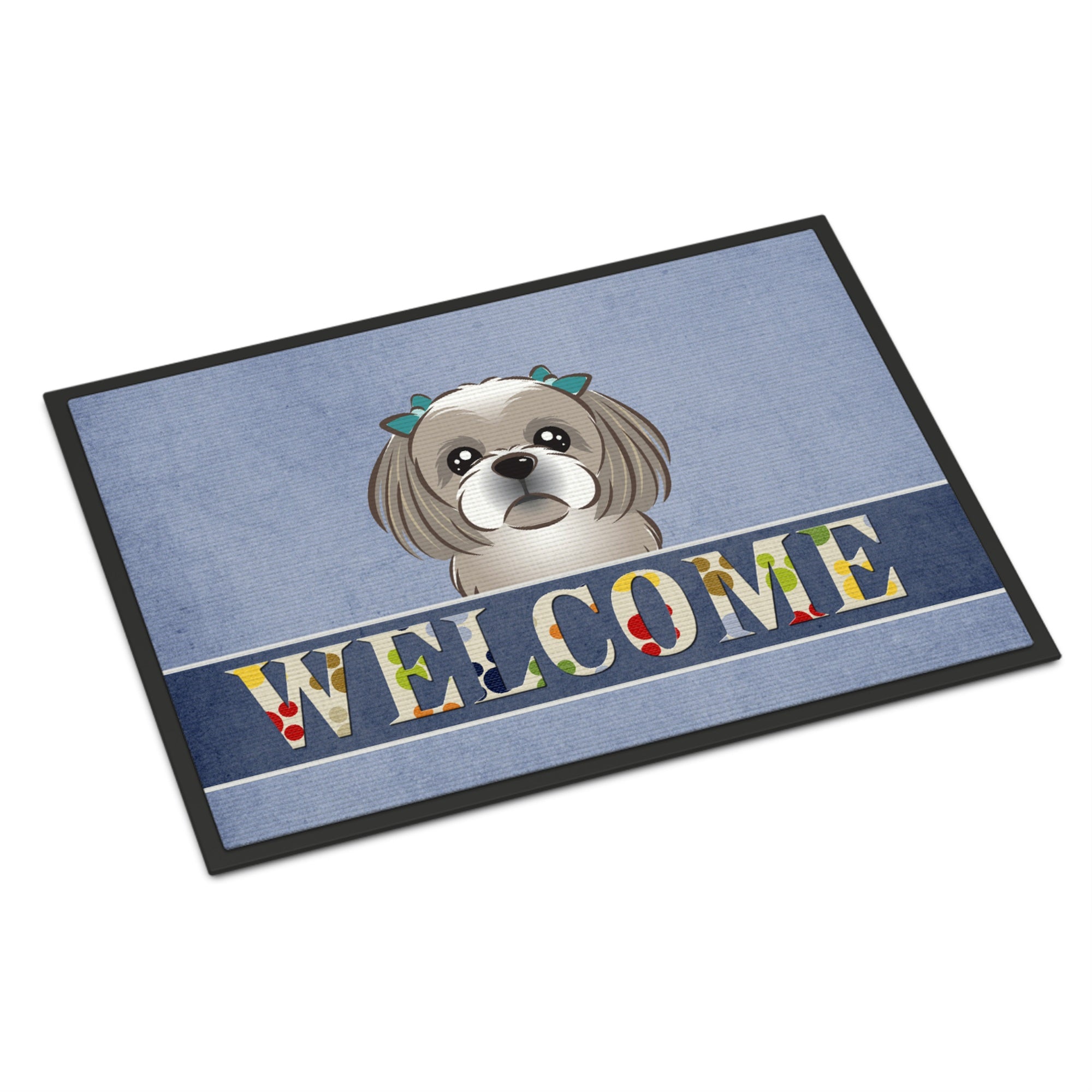 'Caroline'S Treasures Bb1436Mat Gray Silver Shih Tzu Welcome Indoor Or Outdoor Mat, 18 X 27'''', Multicolor''