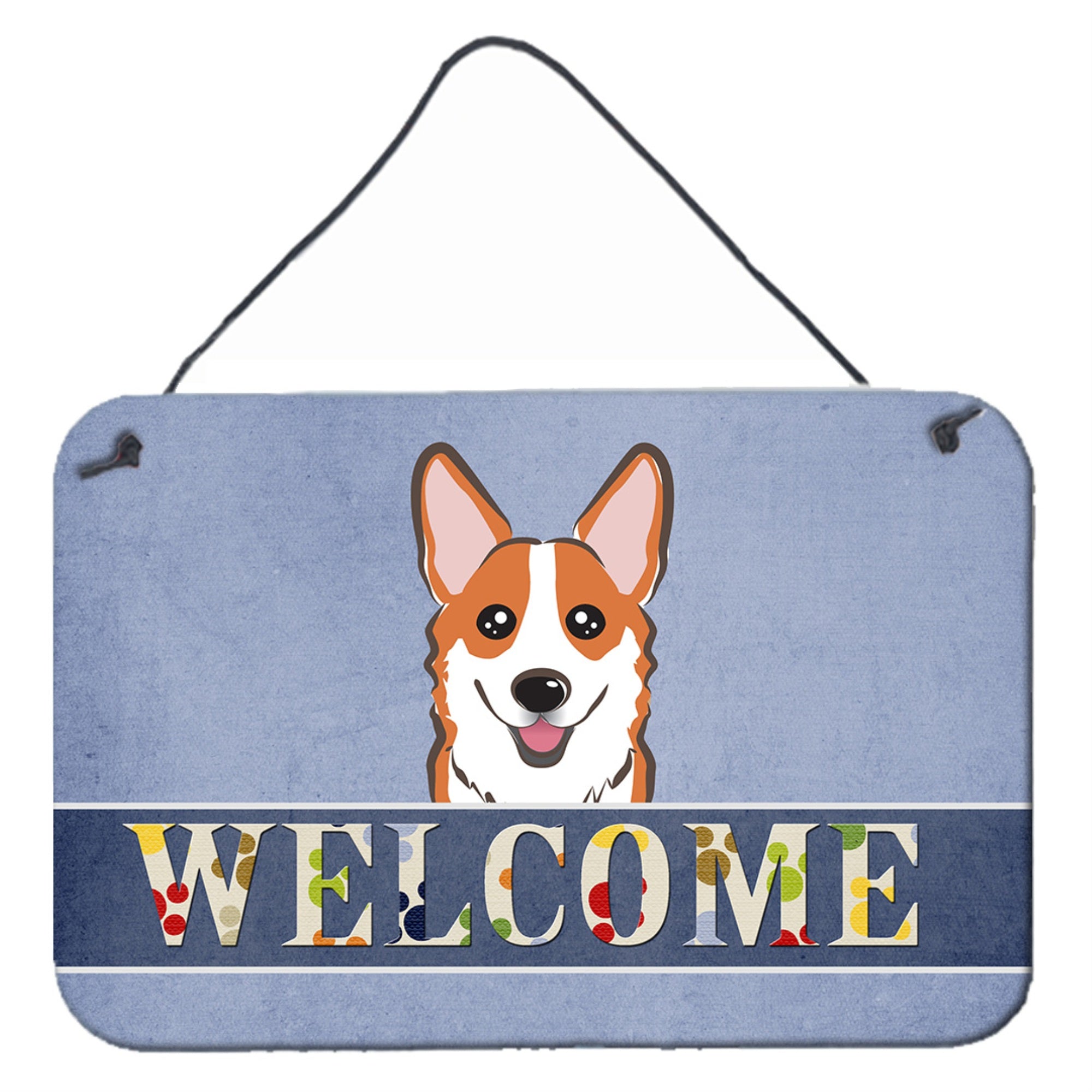 'Caroline'S Treasures Bb1440Ds812 Red Corgi Welcome Wall Or Door Hanging Prints, 8 X 12'''', Multicolor''