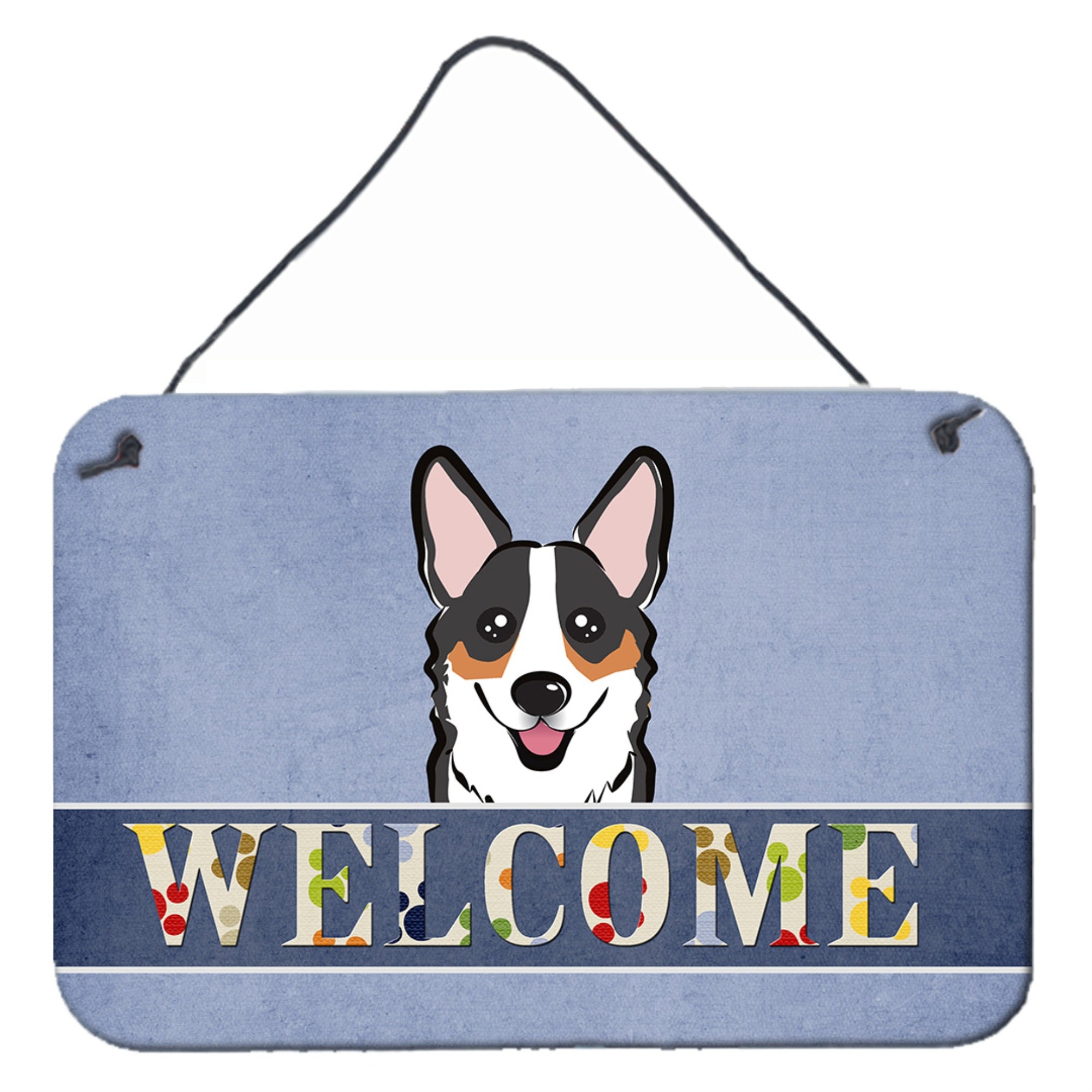 'Caroline'S Treasures Bb1441Ds812 Tricolor Corgi Welcome Wall Or Door Hanging Prints, 8 X 12'''', Multicolor''