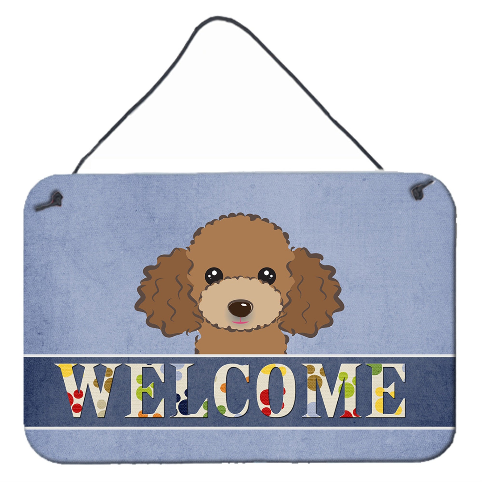 'Caroline'S Treasures Bb1442Ds812 Chocolate Brown Poodle Welcome Wall Or Door Hanging Prints, 8 X 12'''', Multicolor''