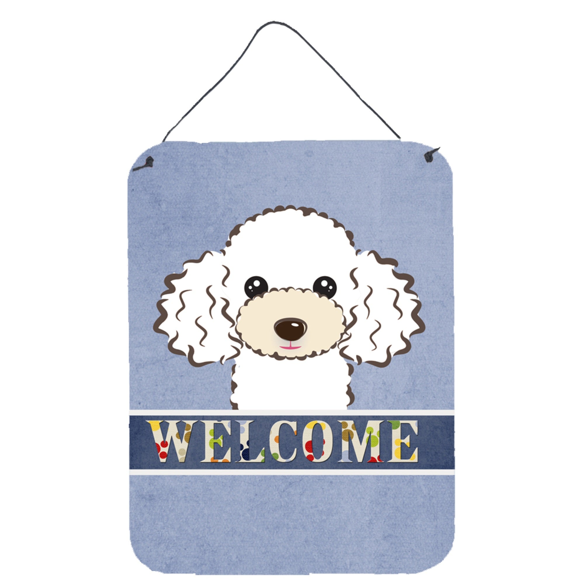 'Caroline'S Treasures Bb1443Ds1216 White Poodle Welcome Wall Or Door Hanging Prints, 16 X 12'''', Multicolor''