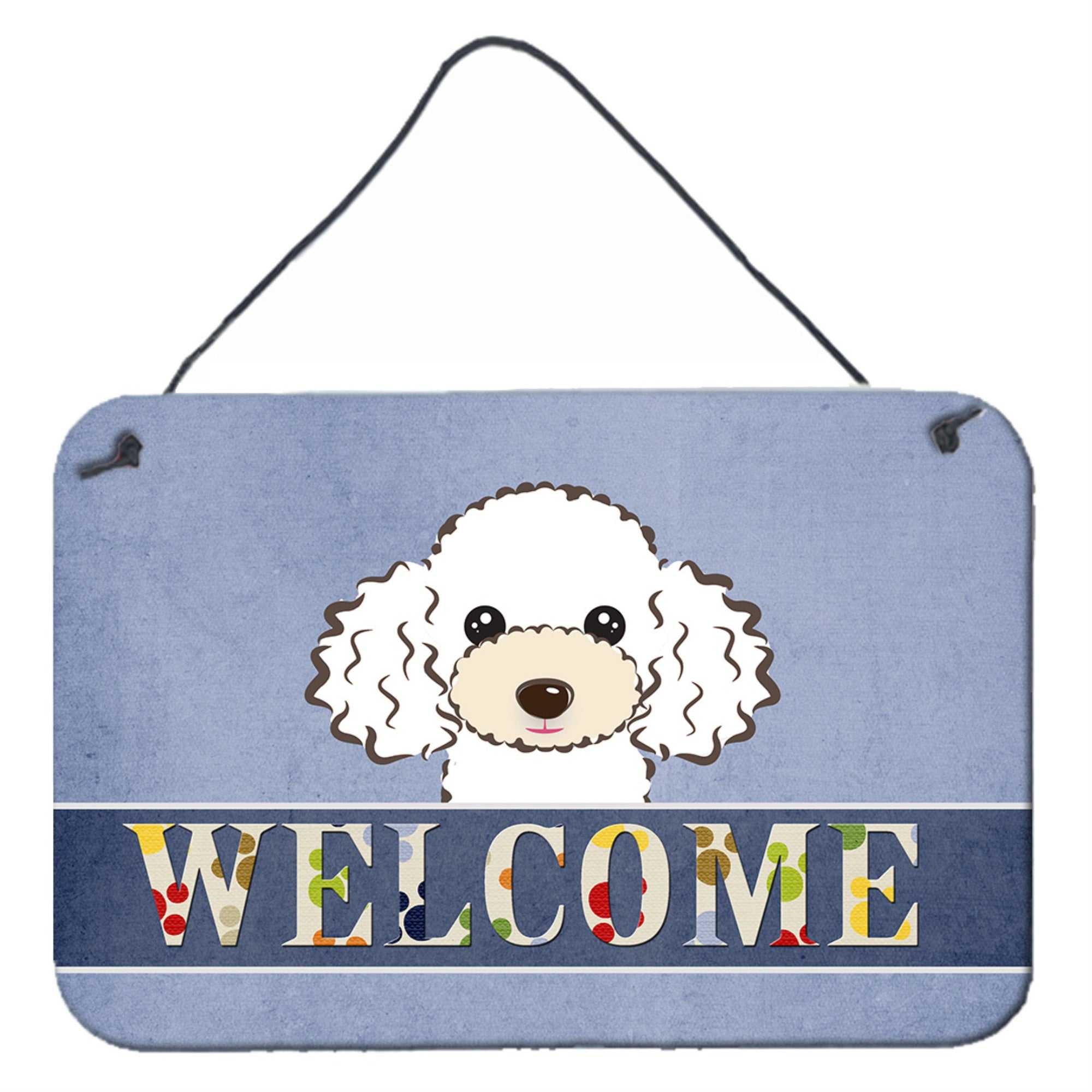 'Caroline'S Treasures Bb1443Ds812 White Poodle Welcome Wall Or Door Hanging Prints, 8 X 12'''', Multicolor''