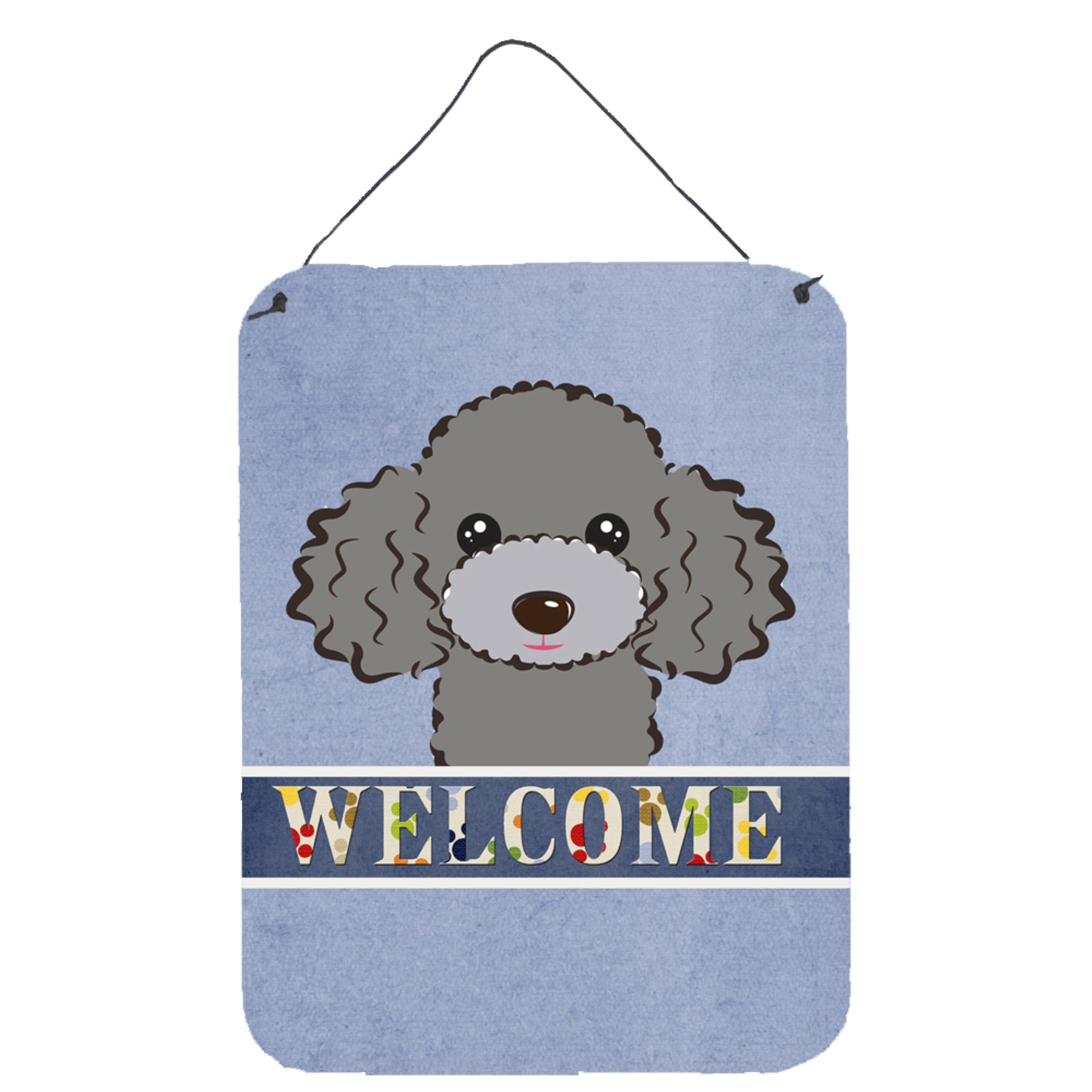 'Caroline'S Treasures Bb1445Ds1216 Silver Gray Poodle Welcome Wall Or Door Hanging Prints, 16 X 12'''', Multicolor''