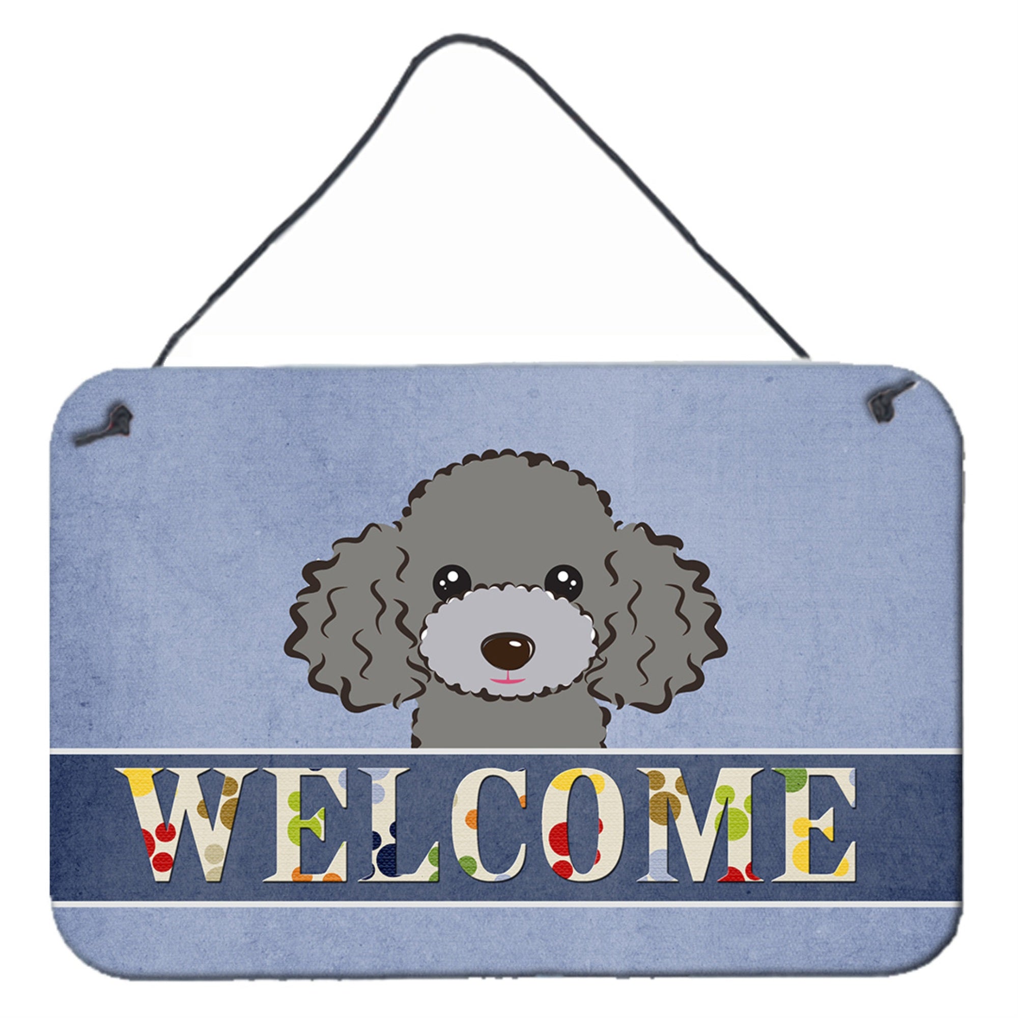 'Caroline'S Treasures Bb1445Ds812 Silver Gray Poodle Welcome Wall Or Door Hanging Prints, 8 X 12'''', Multicolor''