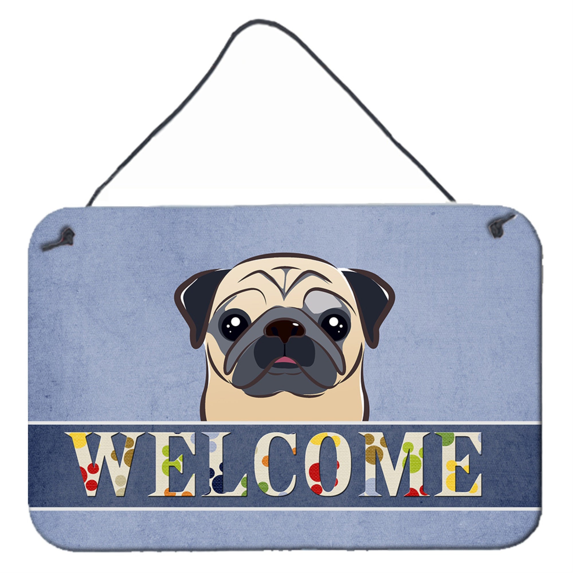 'Caroline'S Treasures Bb1448Ds812 Fawn Pug Welcome Wall Or Door Hanging Prints, 8 X 12'''', Multicolor''