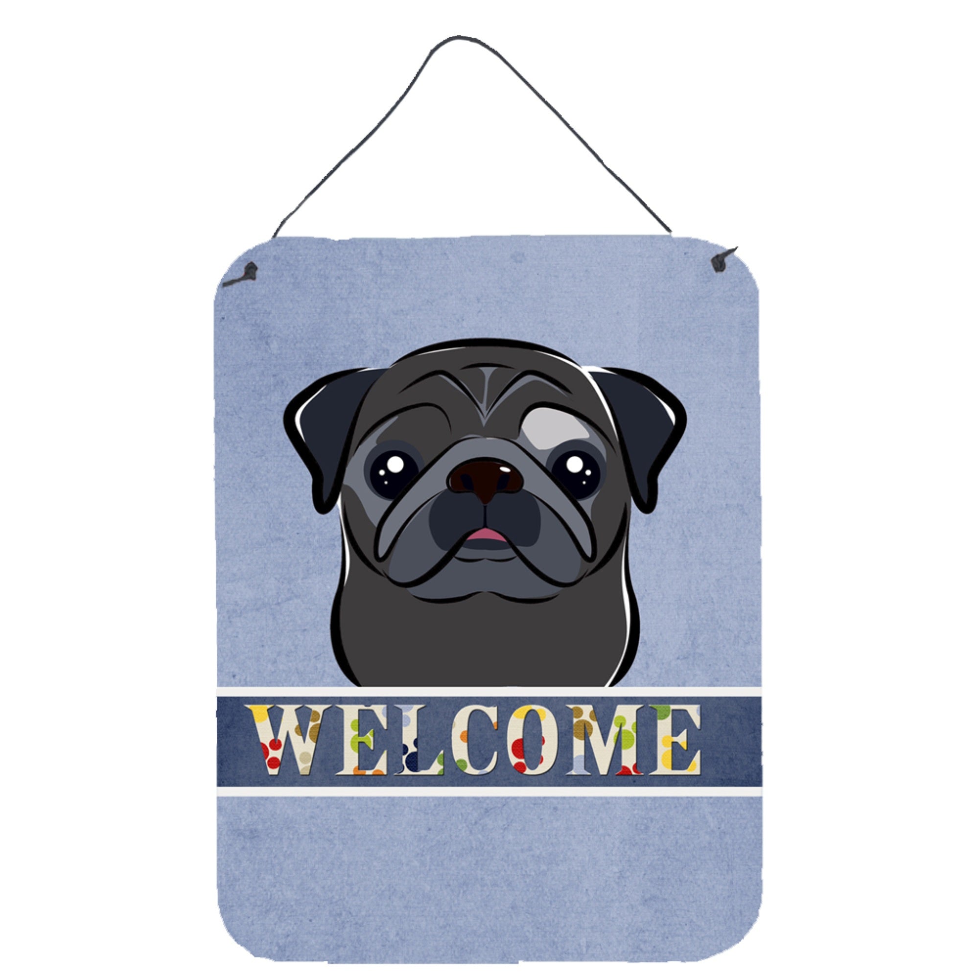 'Caroline'S Treasures Bb1449Ds1216 Black Pug Welcome Wall Or Door Hanging Prints, 16 X 12'''', Multicolor''