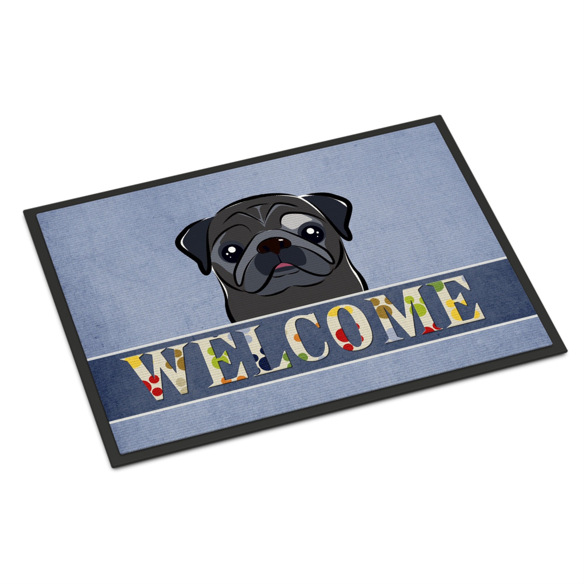 'Caroline'S Treasures Bb1449Mat Black Pug Welcome Indoor Or Outdoor Mat, 18 X 27'''', Multicolor''