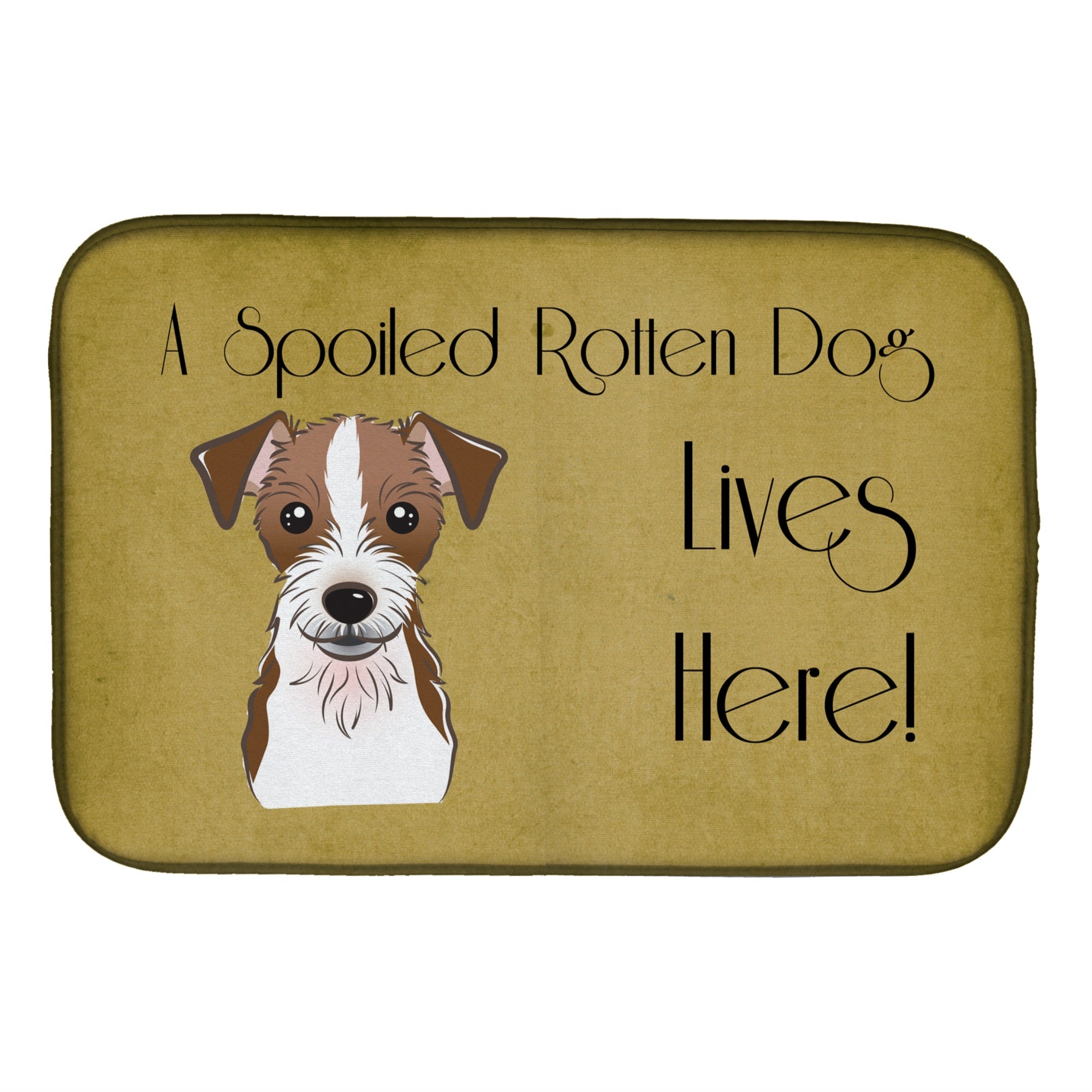 'Caroline'S Treasures Jack Russell Terrier Spoiled Dog Lives Here Dish Drying Mat, 14'''' X 21''''''