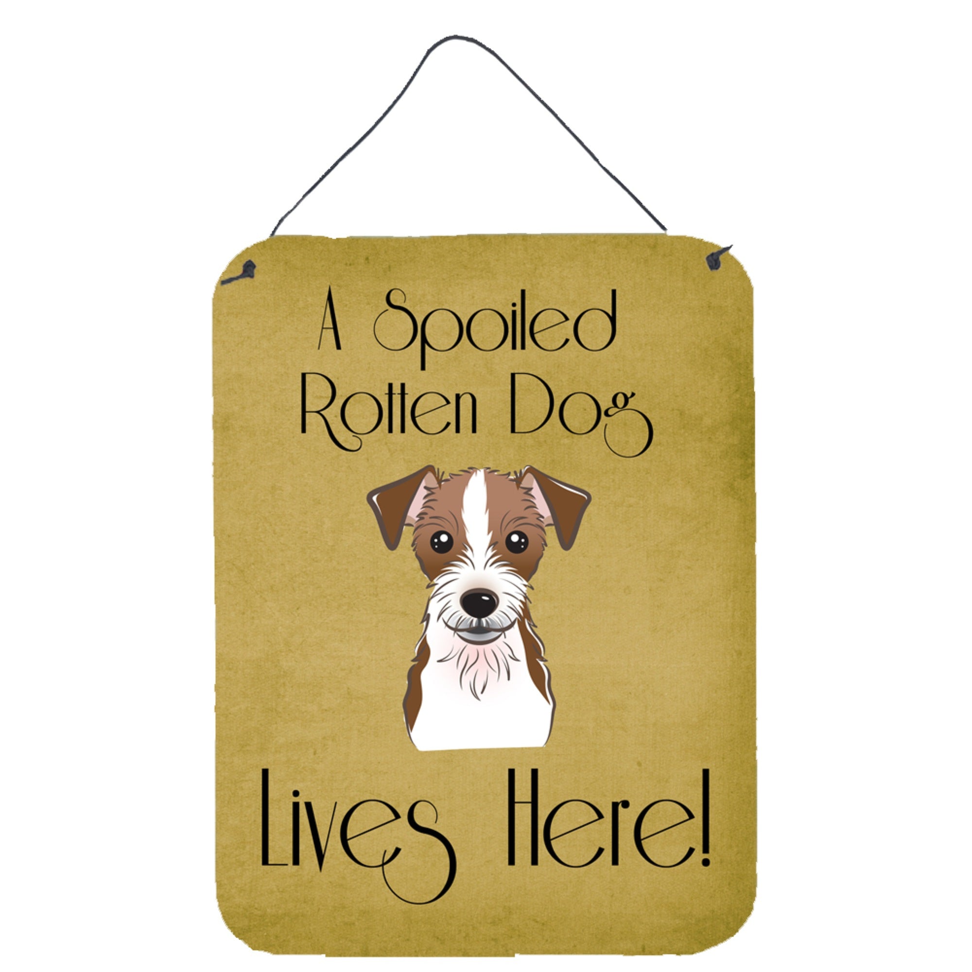 'Caroline'S Treasures Bb1450Ds1216 Jack Russell Terrier Spoiled Dog Lives Here Wall Or Door Hanging Prints, 16 X 12'''', Multic