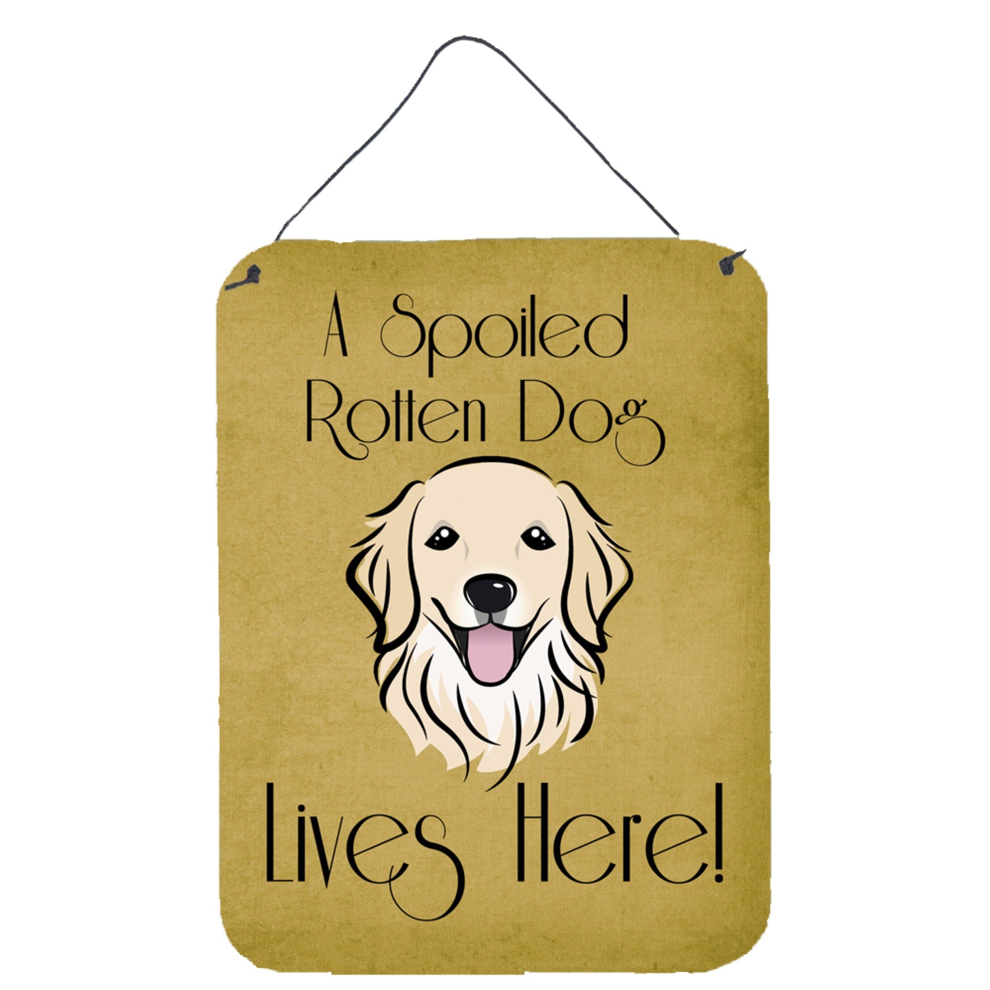 'Caroline'S Treasures Bb1453Ds1216 Golden Retriever Spoiled Dog Lives Here Wall Or Door Hanging Prints, 16 X 12'''', Multicolor