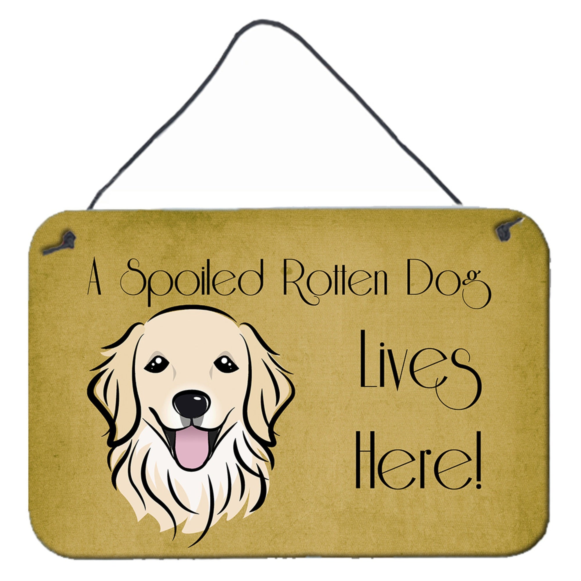 'Caroline'S Treasures Bb1453Ds812 Golden Retriever Spoiled Dog Lives Here Wall Or Door Hanging Prints, 8 X 12'''', Multicolor''
