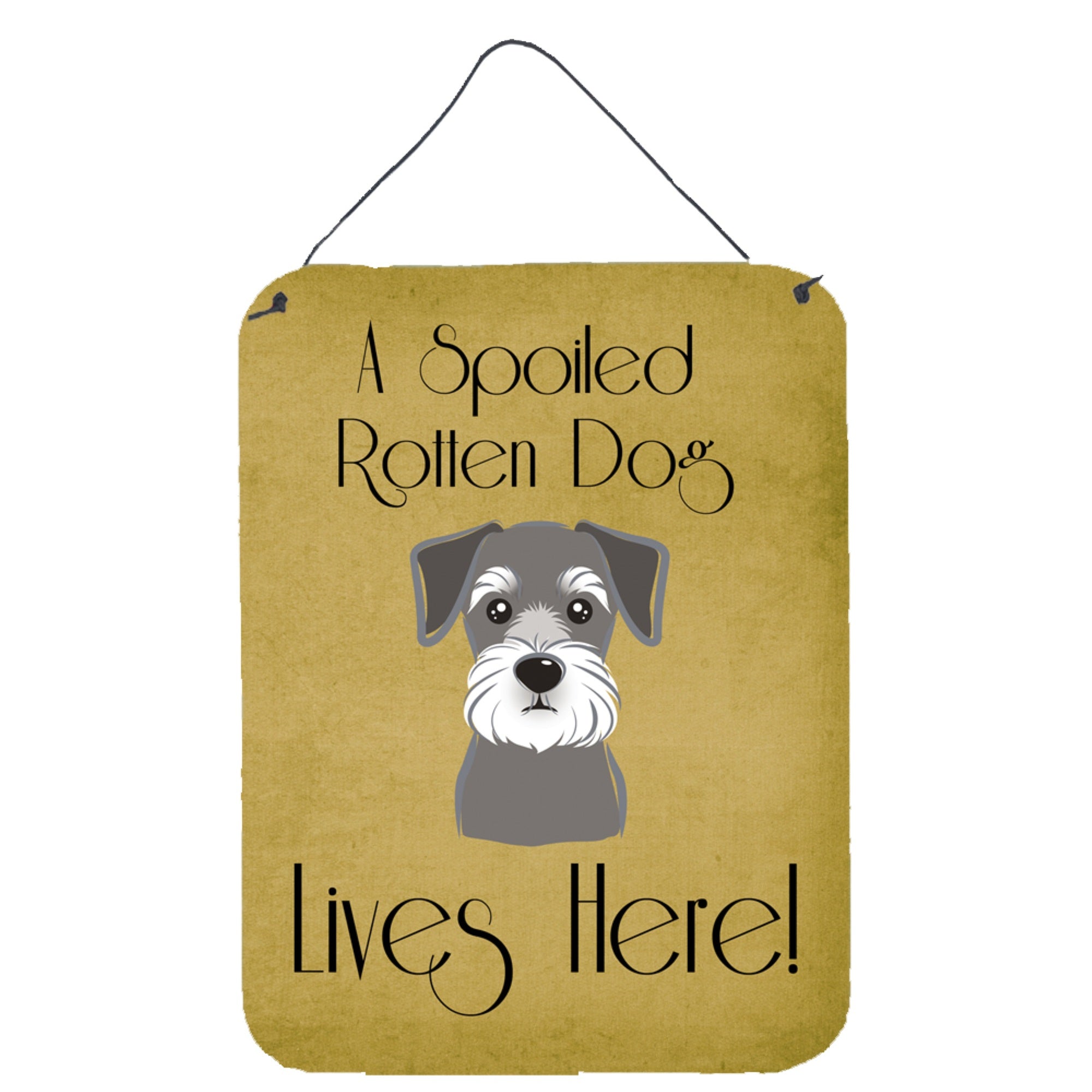 'Caroline'S Treasures Bb1454Ds1216 Schnauzer Spoiled Dog Lives Here Wall Or Door Hanging Prints, 16 X 12'''', Multicolor''