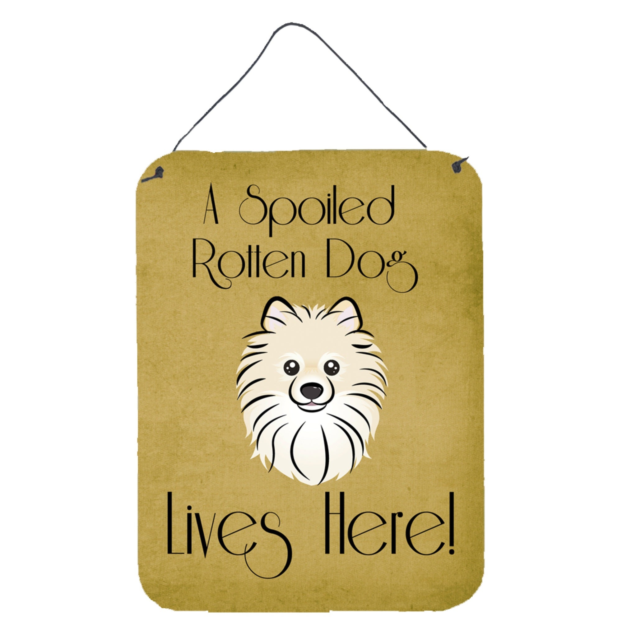 'Caroline'S Treasures Bb1455Ds1216 Pomeranian Spoiled Dog Lives Here Wall Or Door Hanging Prints, 16 X 12'''', Multicolor''