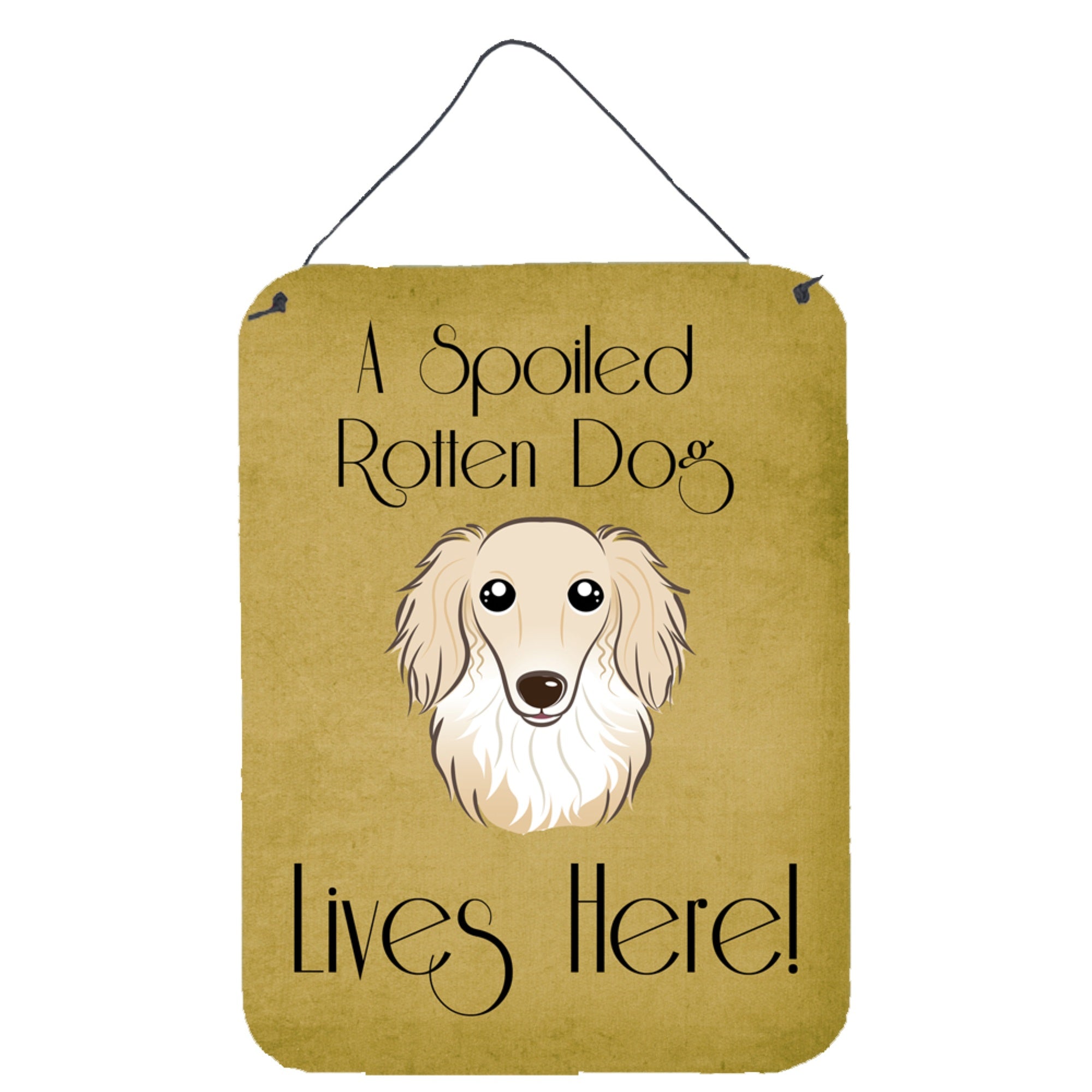 'Caroline'S Treasures Bb1460Ds1216 Longhair Creme Dachshund Spoiled Dog Lives Here Wall Or Door Hanging Prints, 16 X 12'''', Mu