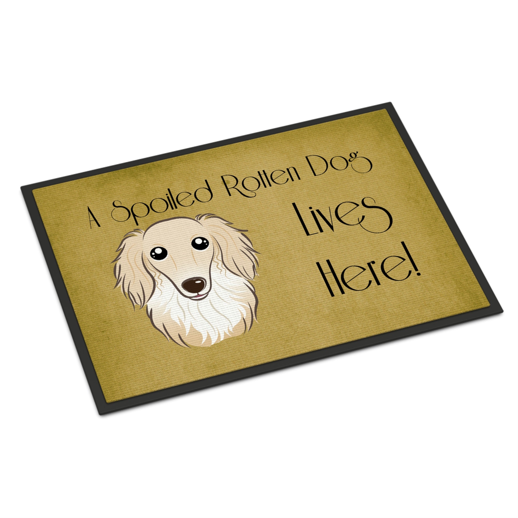 'Caroline'S Treasures Bb1460Jmat Longhair Creme Dachshund Spoiled Dog Lives Here Indoor Or Outdoor Mat, 24 X 36'''', Multicolor