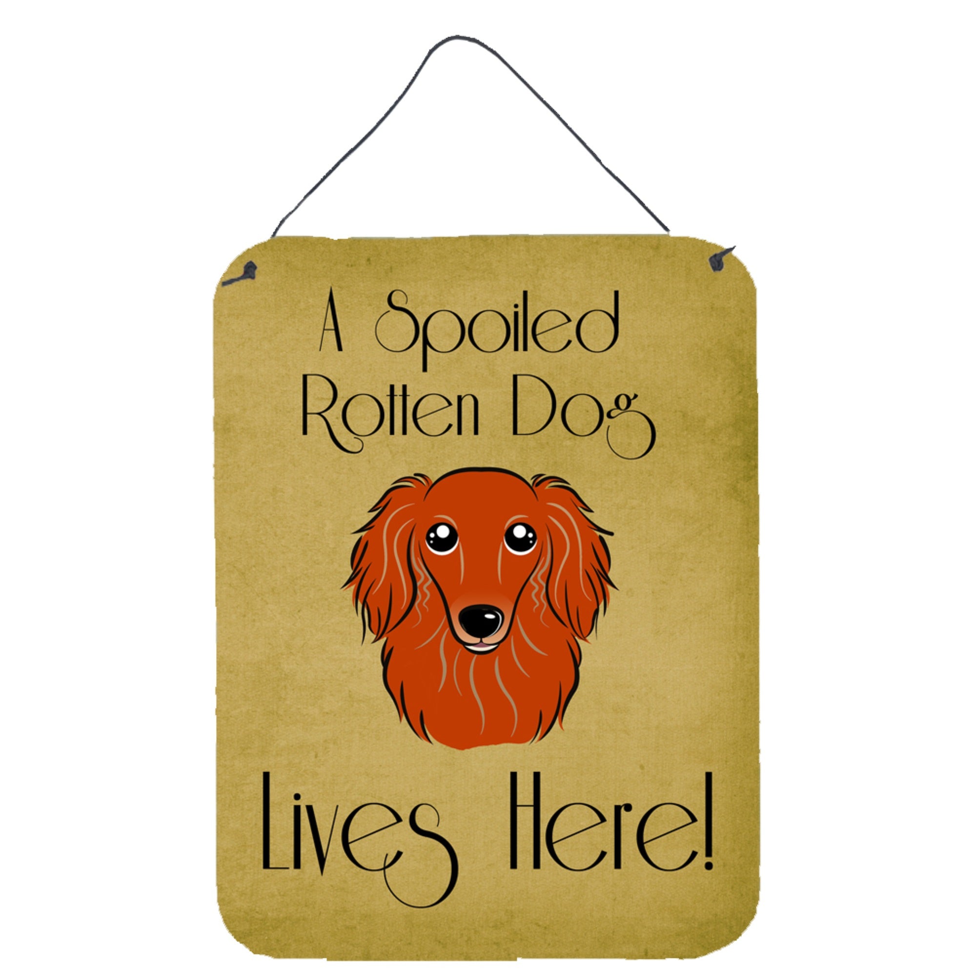 'Caroline'S Treasures Bb1462Ds1216 Longhair Red Dachshund Spoiled Dog Lives Here Wall Or Door Hanging Prints, 16 X 12'''', Mult